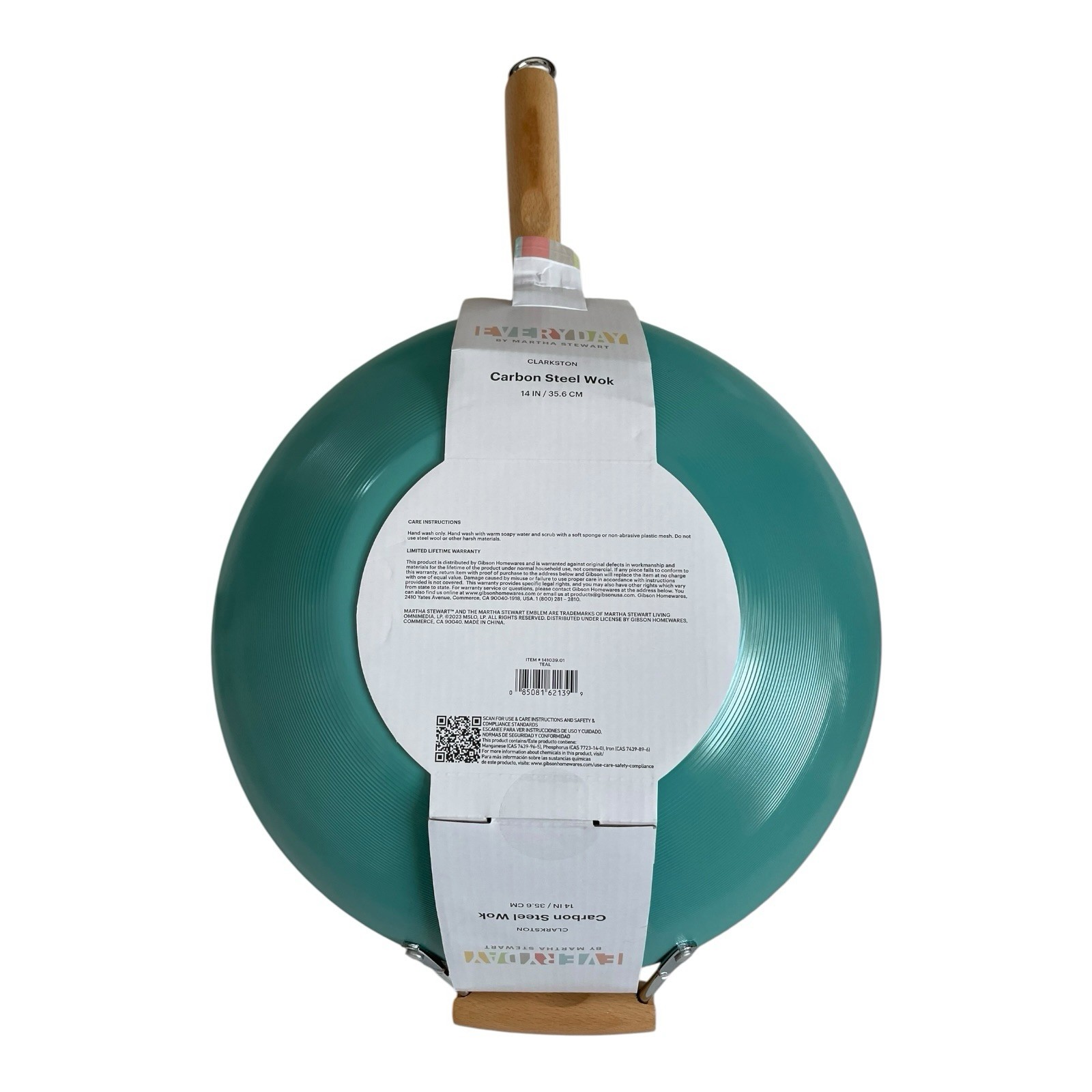 Martha Stewart Everyday Clarkston 14″ Carbon Steel Wok Nonstick Beechwood NIB