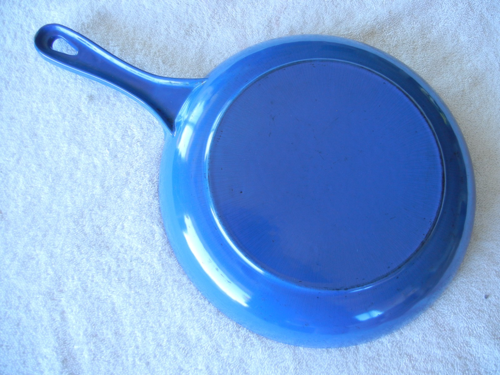 Vintage Le Creuset Blue Cast Iron Enamel 9-3/4″ Shallow Skillet Frying Pan
