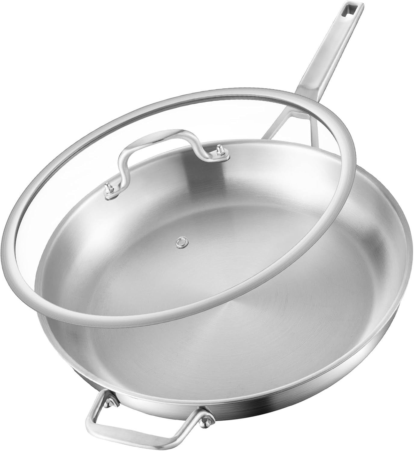 NEW 14in Stainless Steel Frying Pan Heavy Duty Oven Dishwasher Safe 650°
