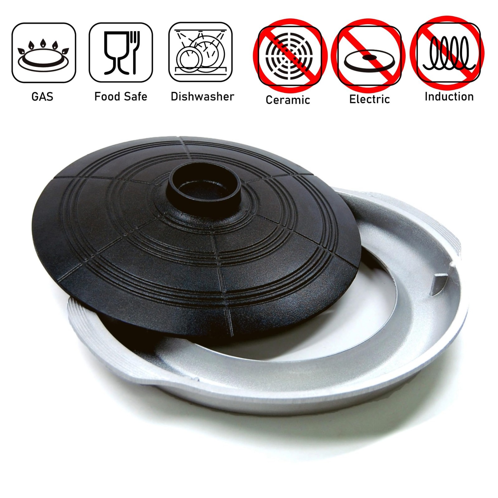 COOKKING – Korean Traditional BBQ Grill Pan, Cauldron Lid Standard, Black