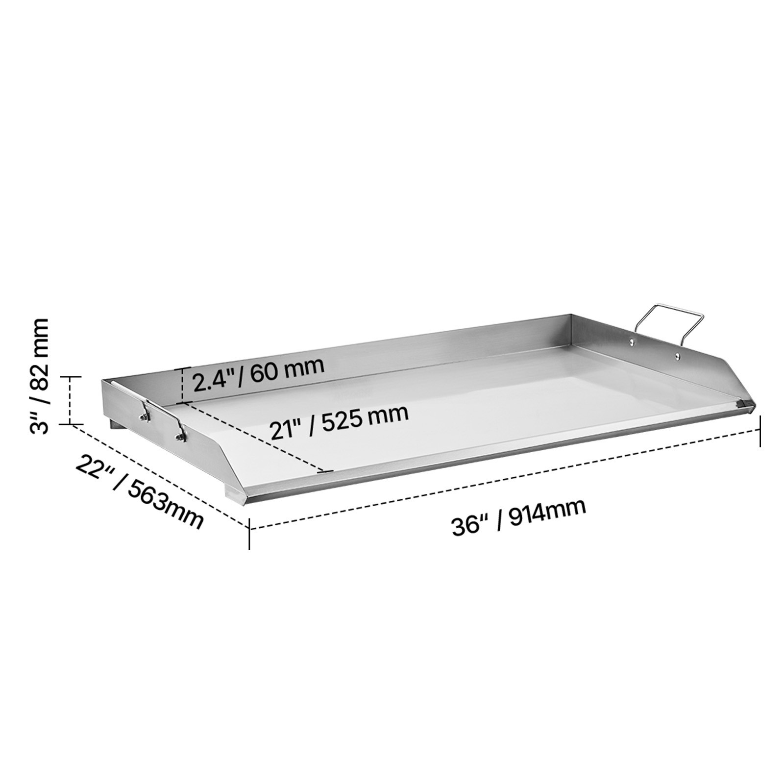 Griddle for Gas Grill, 36″x22″ Stainless Steel Flat Top w/ Grease Trough
