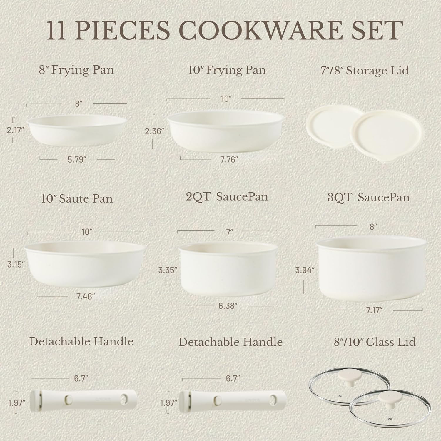 Pots and Pans Set Non Stick, Cookware Sets, 11Pcs Kitchen Set, Oven/Fridge Safe,