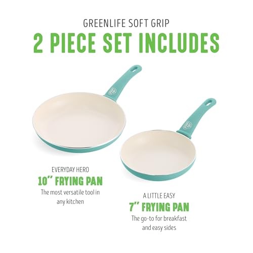 Non Stick Fry Pan Set (7″ & 10″), 7″ & 10″ Frying Pan Skillet Set Turquoise