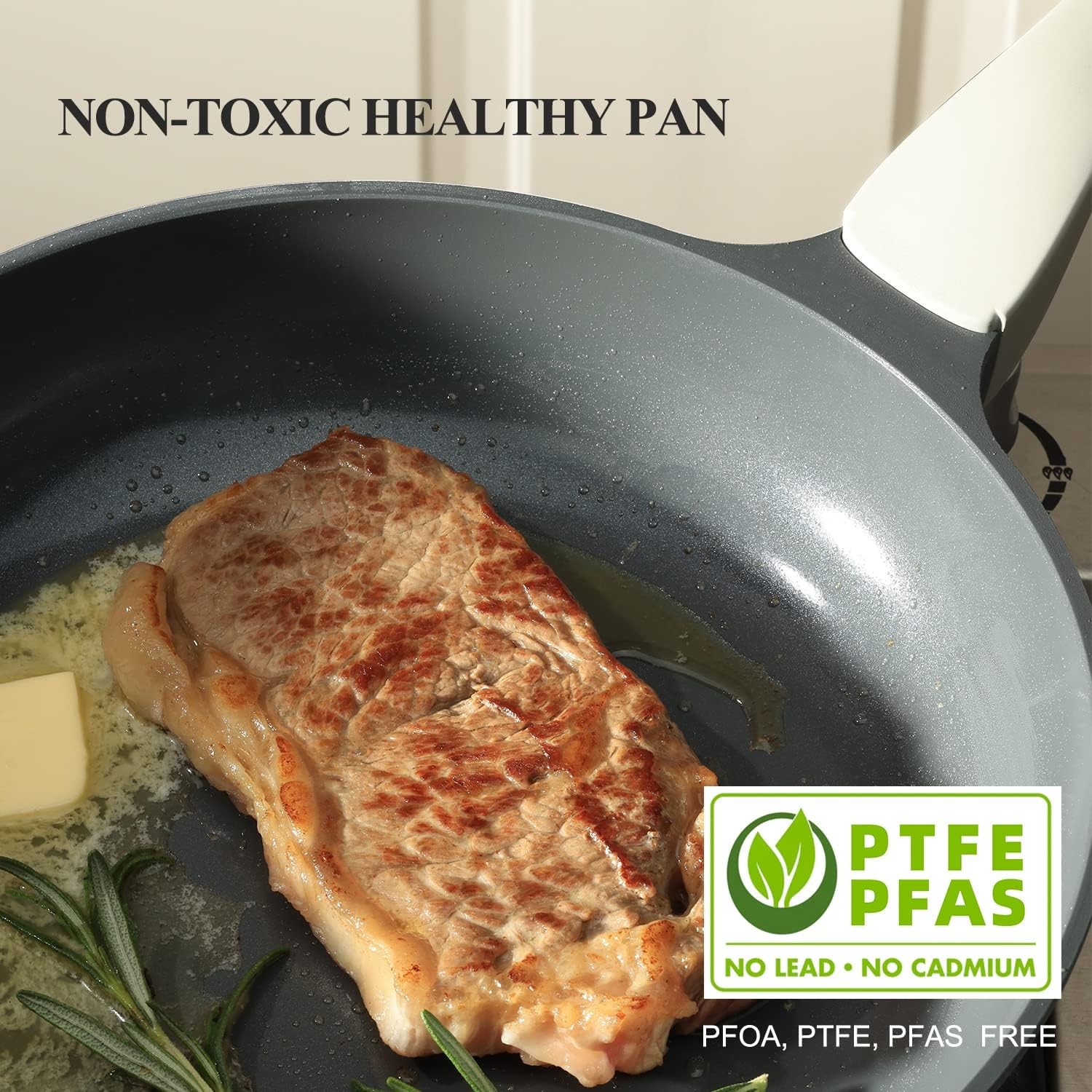 Nonstick Ceramic Frying Pan with Lid, 8/10/12 Inch, Metal Utensil Safe, PFOA …