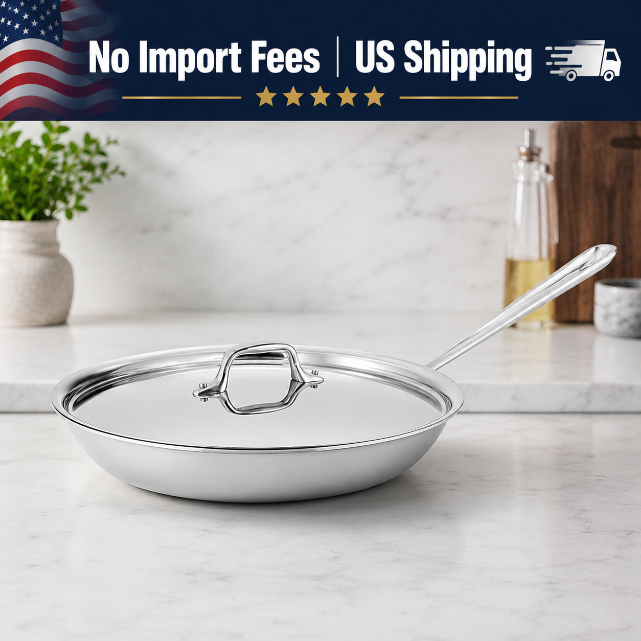 All-Clad D3 Tri-Ply 12-Inch Stainless Steel Fry Pan with Lid Induction