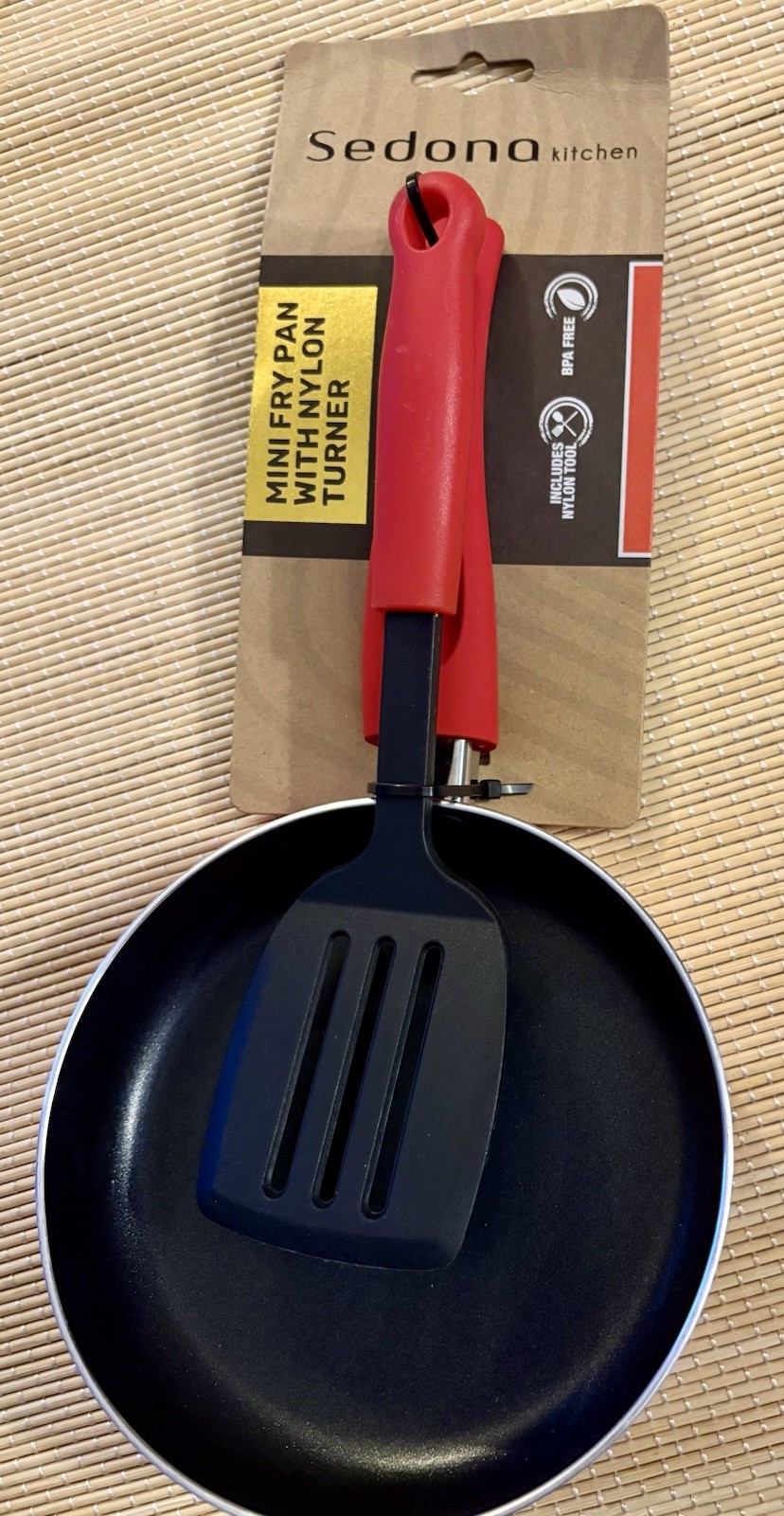 NEW Red Sedona 5.5″ Mini Fry Pan with Nylon Turner BPA Free Nonstick