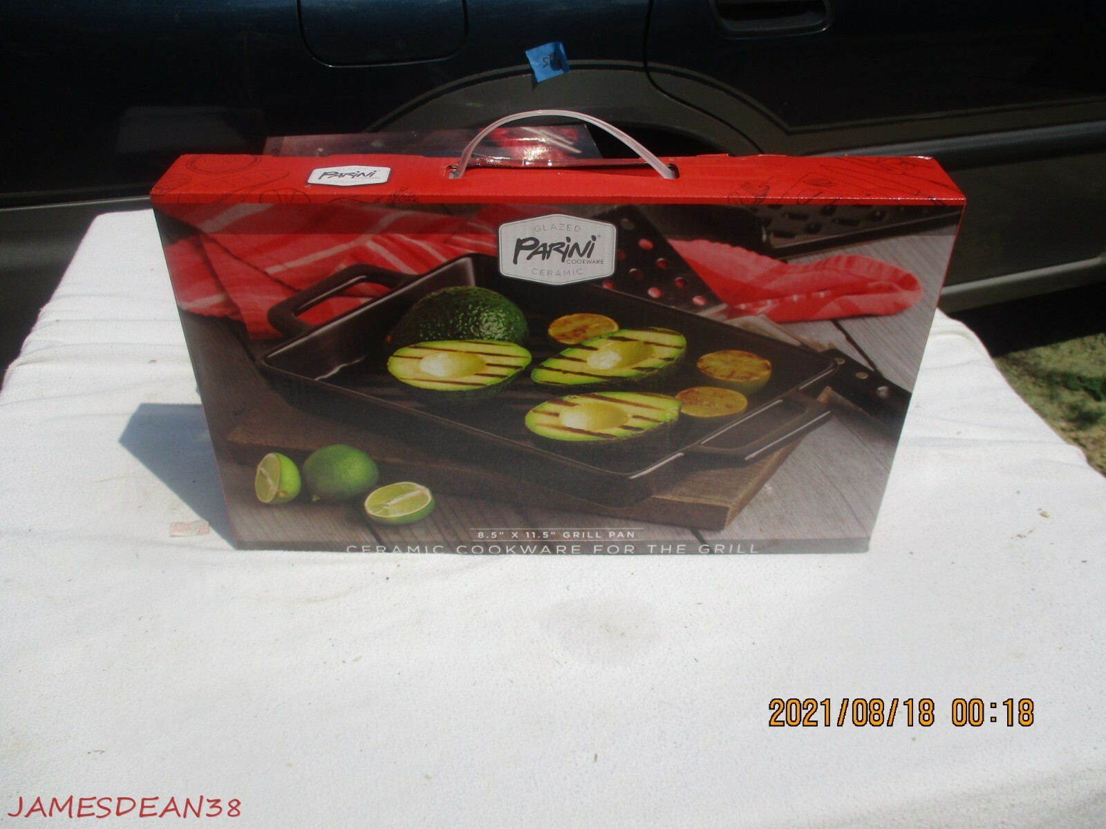 BRAND NEW IN BOX PARINI CERAMIC COOKWARE 8.5″ X 11.5″ GRILL PAN FOR THE GRILL