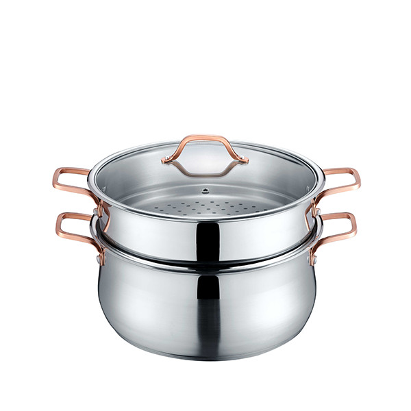 CONCORD Premium Stainless Steel Tier Steamer w/Rose Gold Handles 22cm