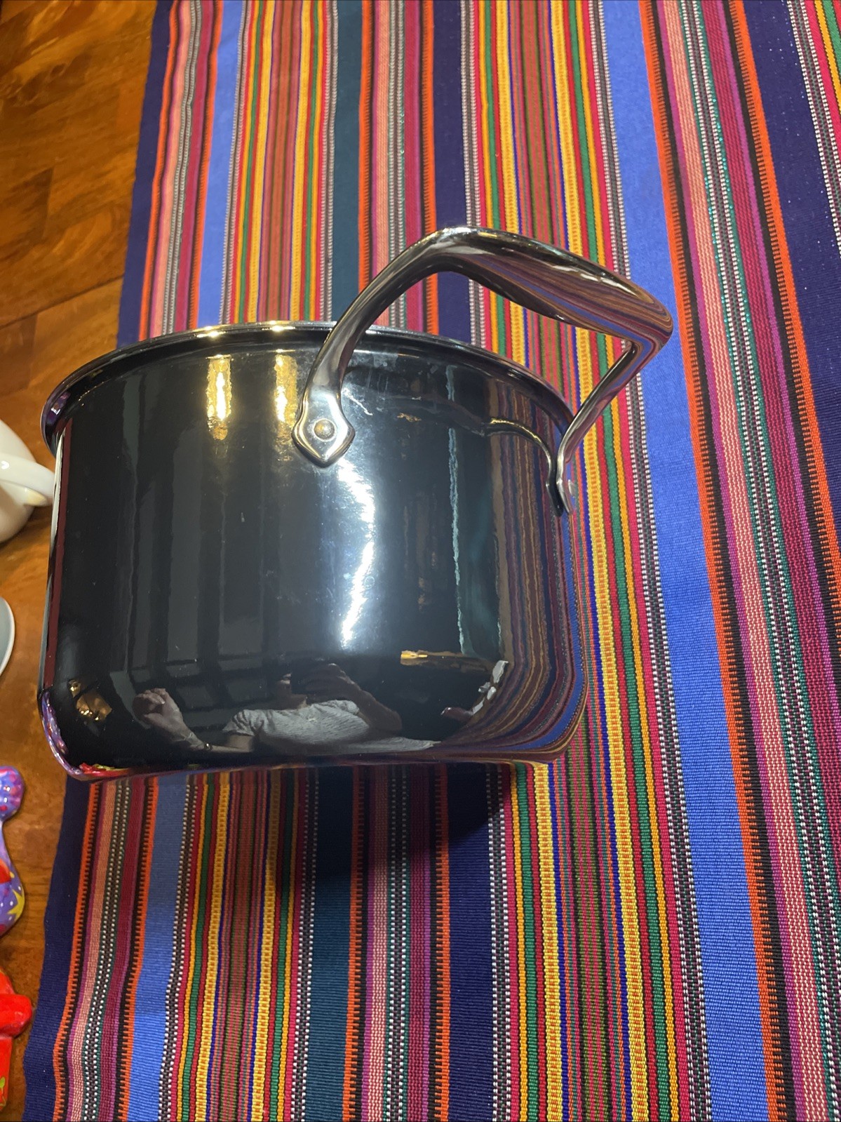 All-Clad 4 Quart Soup Pot Fusiontec Ceramic w Steel Core Onyx Black Germany GUC