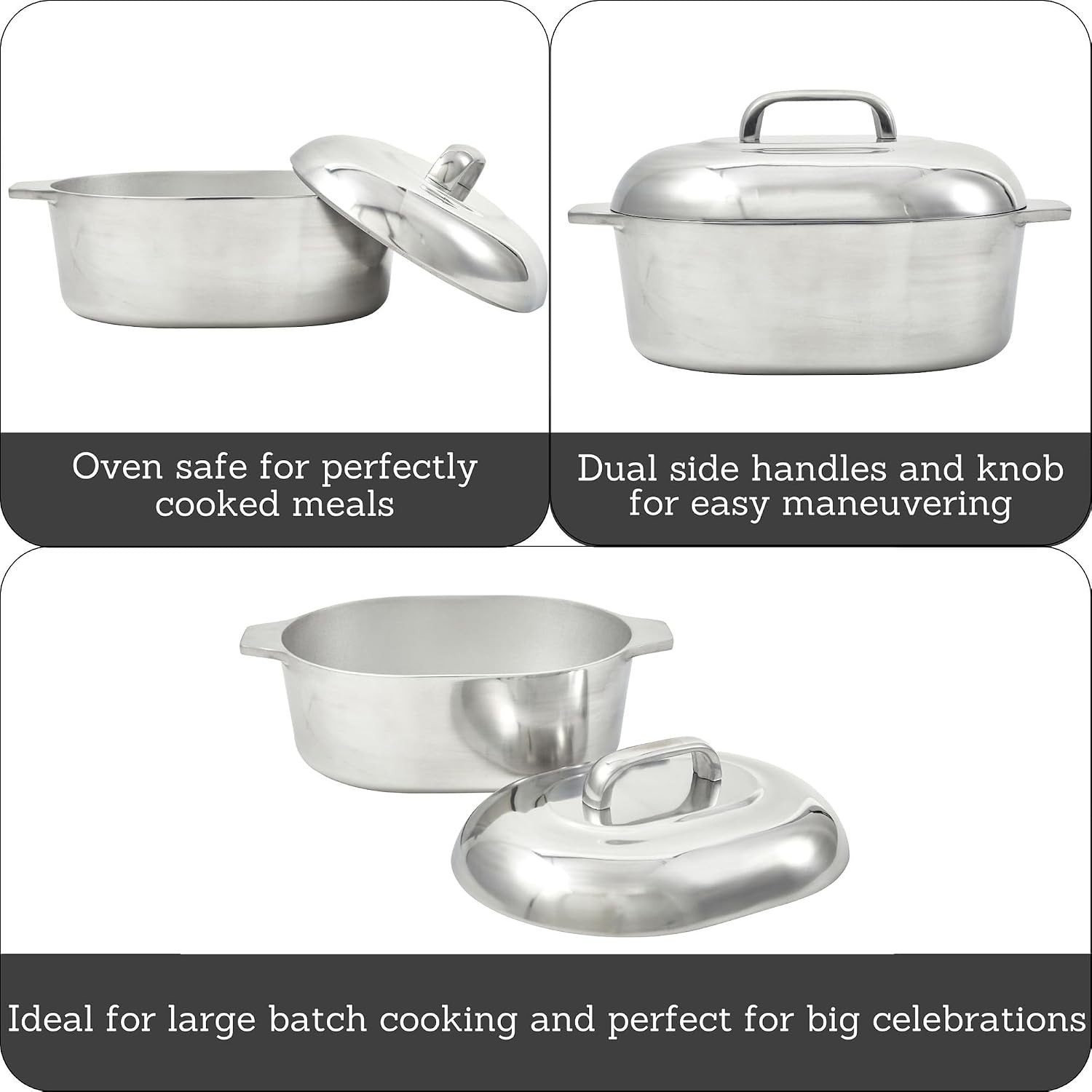 13 Inch Cajun Roaster – Stylish Cast Aluminum with Secure Carry Handles and Lid