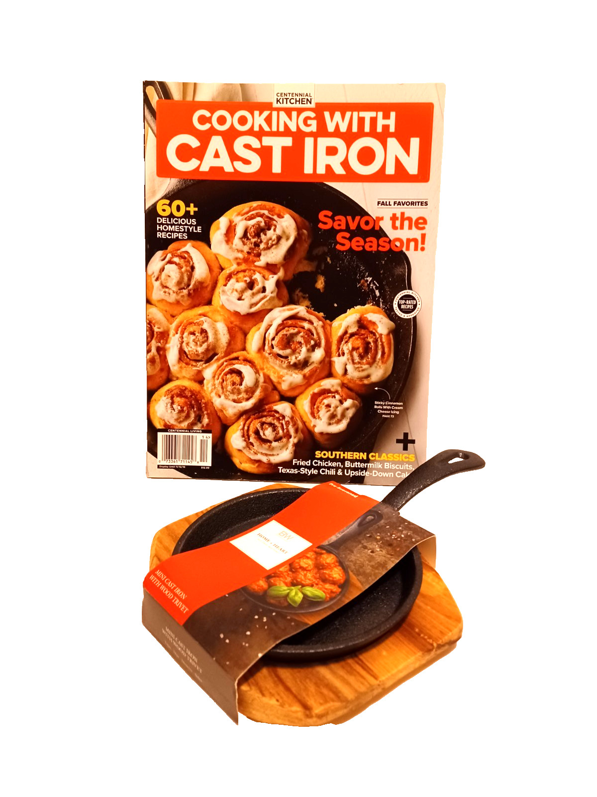 Mini Cast Iron with Wood Trivet, ” Cooking with CAST IRON