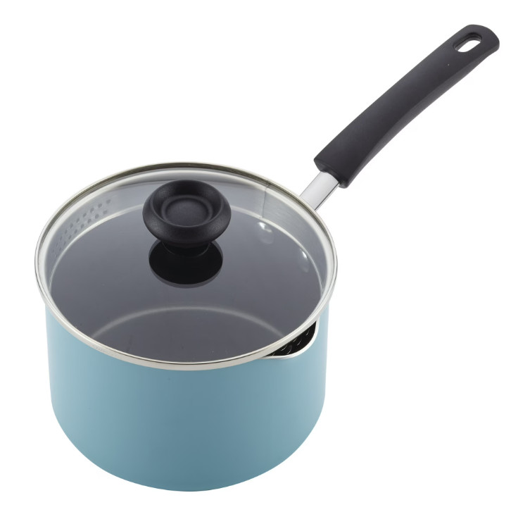 12pc Nonstick Cookware Set with Cooking Tools Dishwasher Safe Aqua Kitchen Pots
