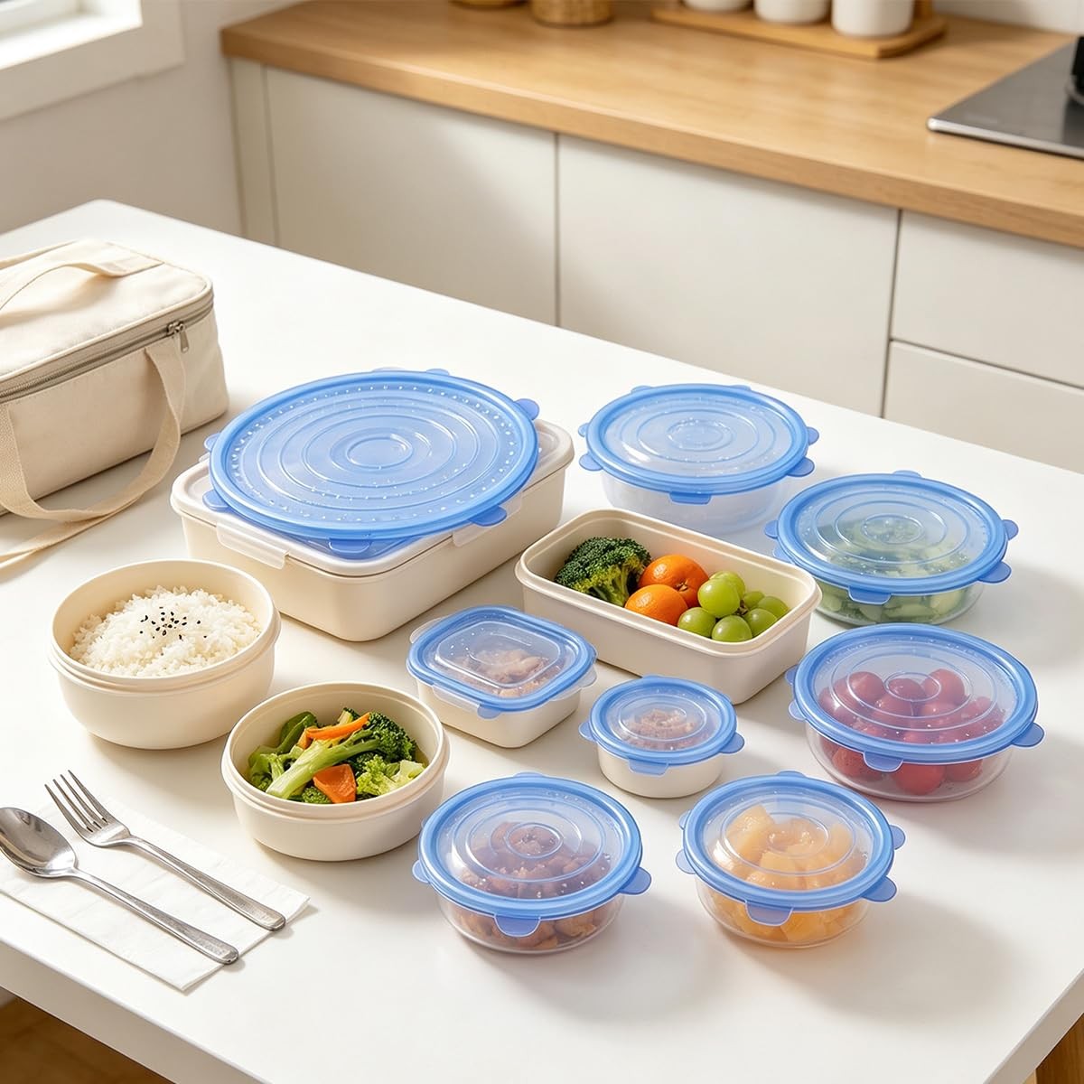 6 pcs Silicone Stretch lids set(6 Sizes,pink)