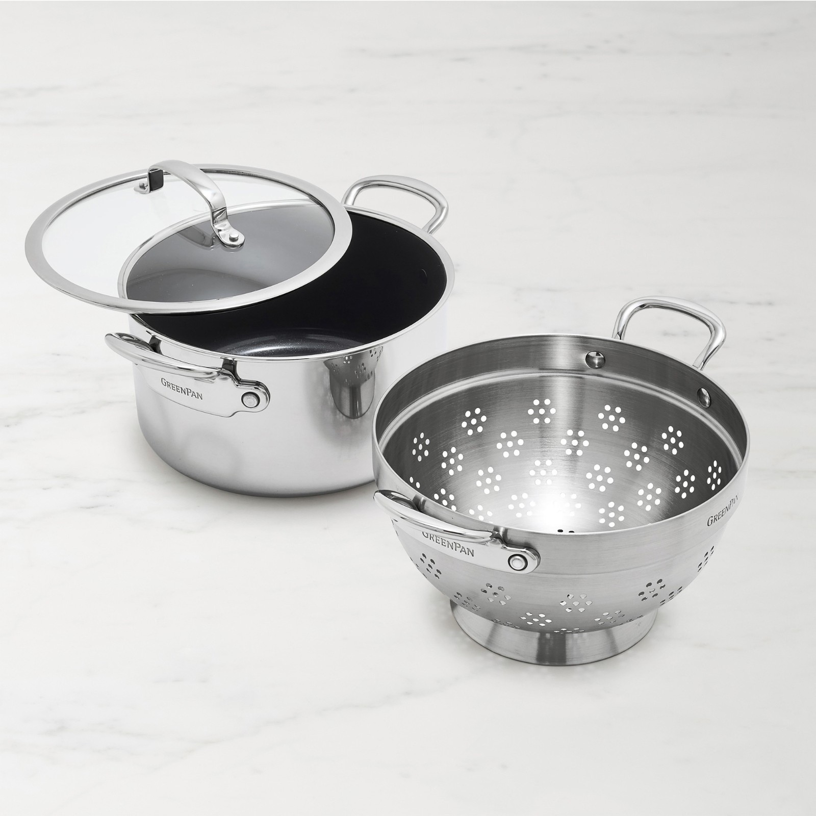 GreenPan Premiere Max Stainless-Steel Ceramic Nonstick Steamer Multipot, 6-Qt
