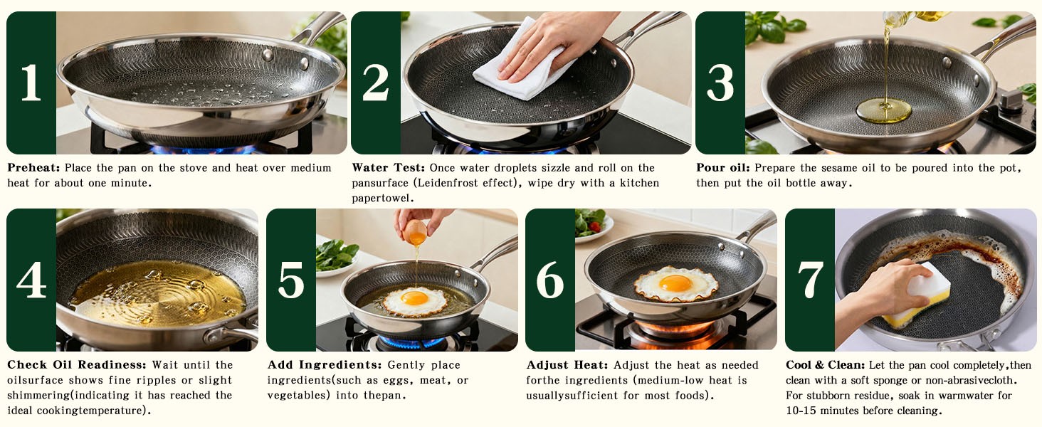 14-Piece Hybrid Stainless Steel Cookware Set, Pots and Pans Set with 3 Silicone