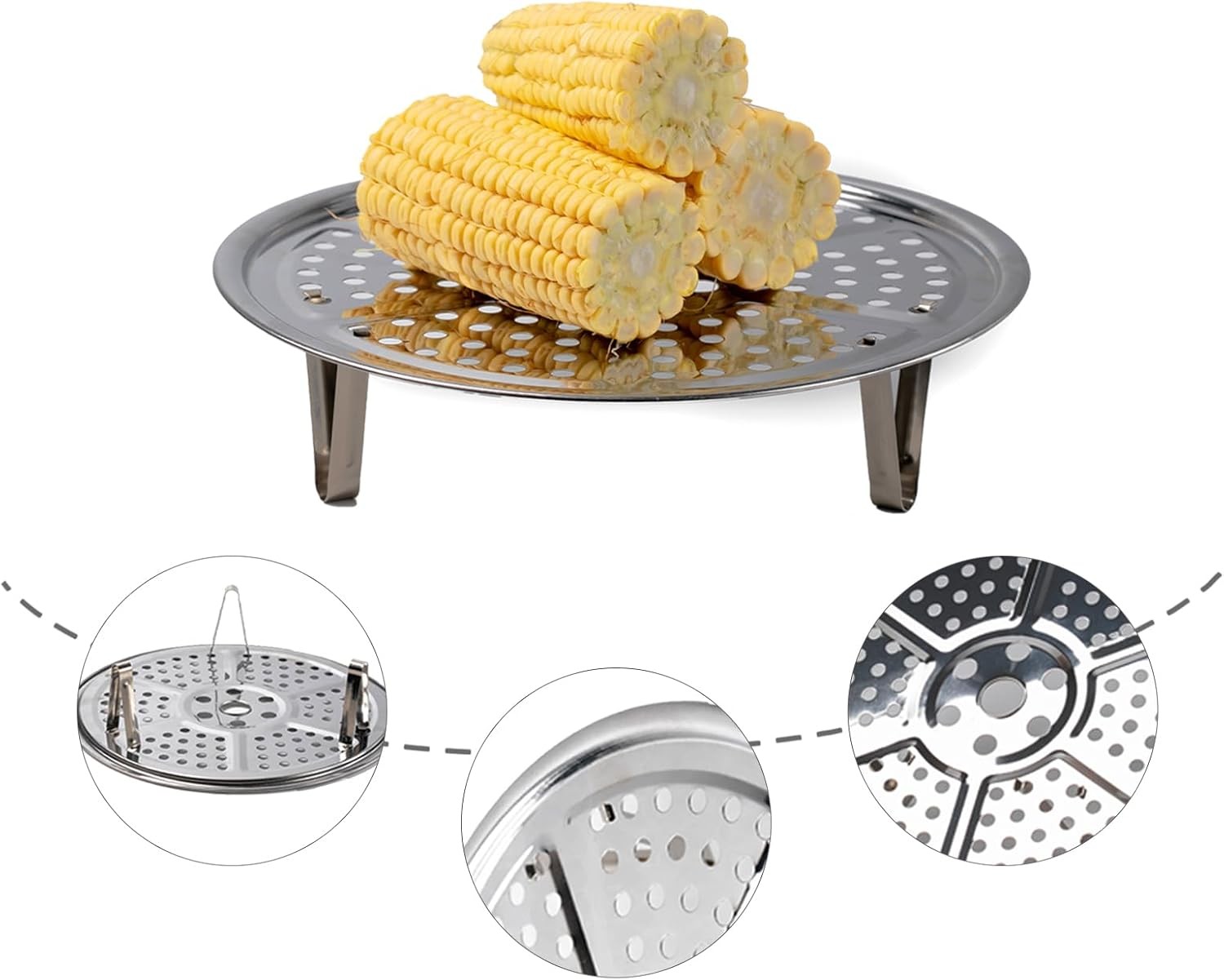 Steamer Rack, Premium Stainless Steel Steamers Rack with Removable Stand, 8.7