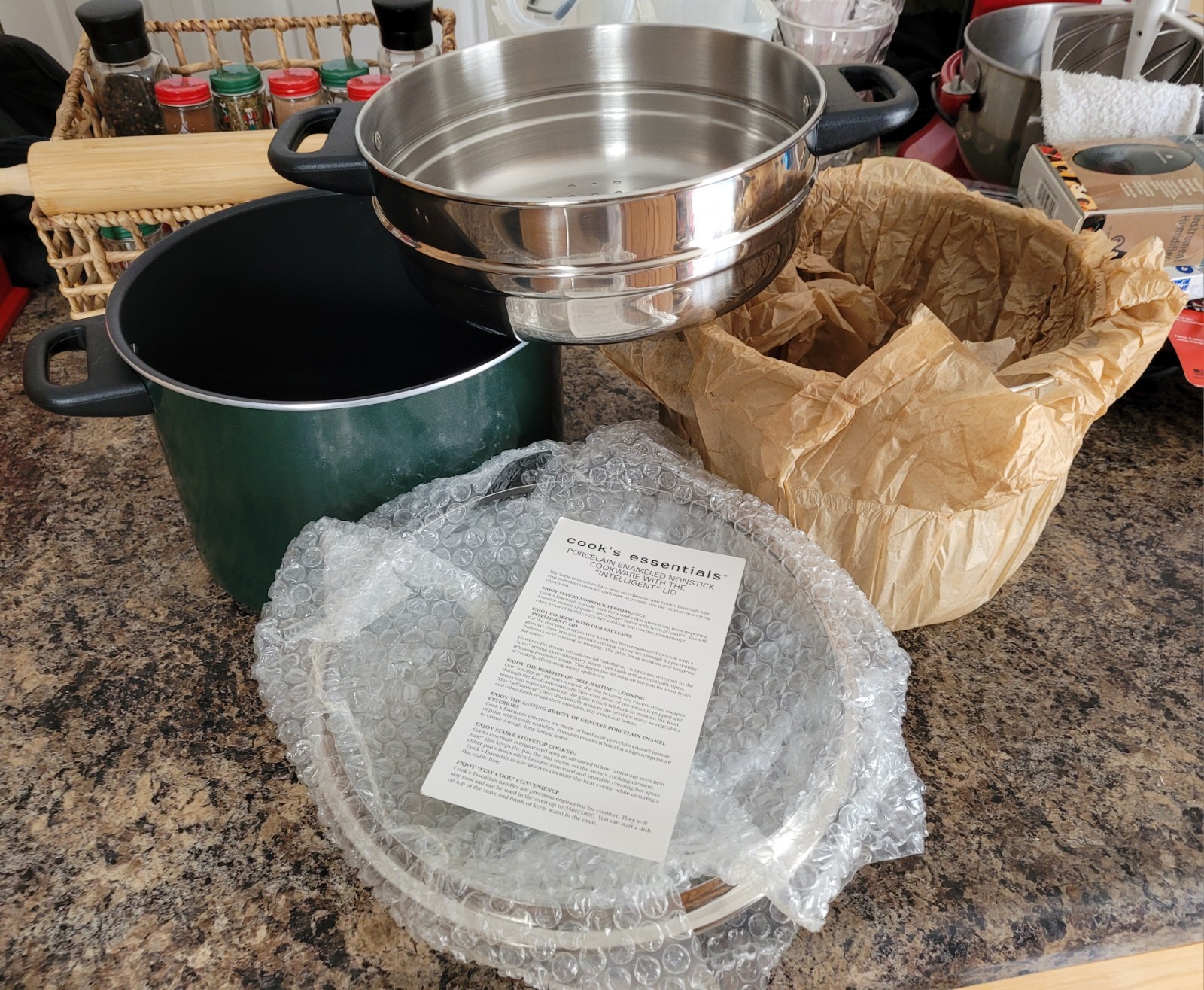 Cooks Essentials Aluminum 8 Quart Multi-Cooker Set Green New