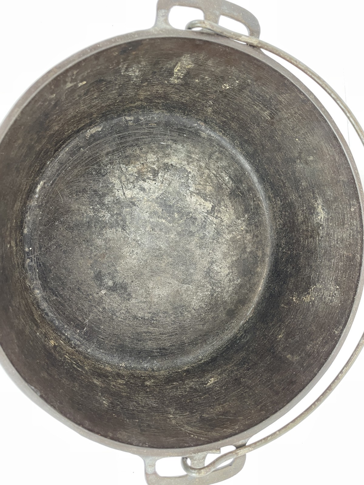 VTG 10″ Unmarked Wagner Ware Cast Iron Dutch Oven Pot Lid Bail Handle #8 no 8