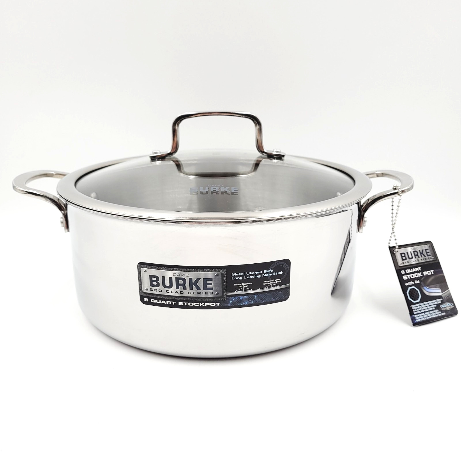 David Burke GEO CLAD Series Tri-Ply Stainless Steel 8qt. 7.6L Stockpot with Lid