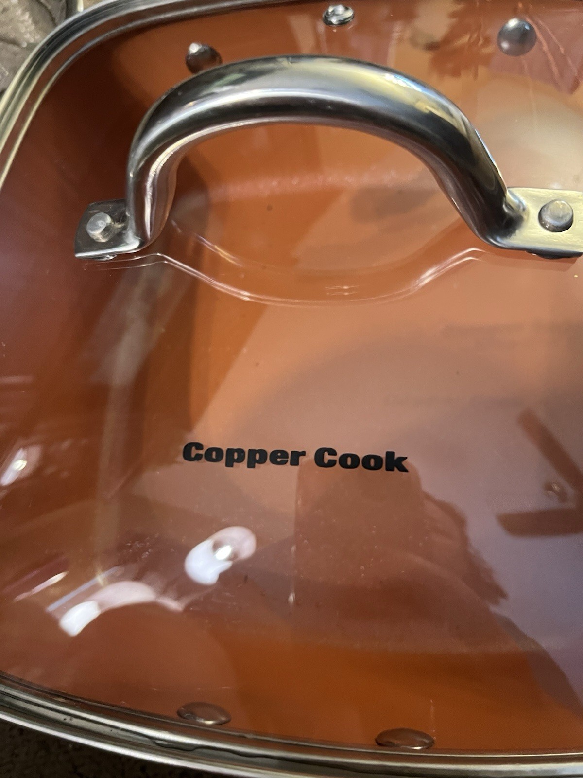 Copper Cook 9.5-Inch Square Pan 4-Piece Set with Lid, Fry Basket, and Steamer Tr
