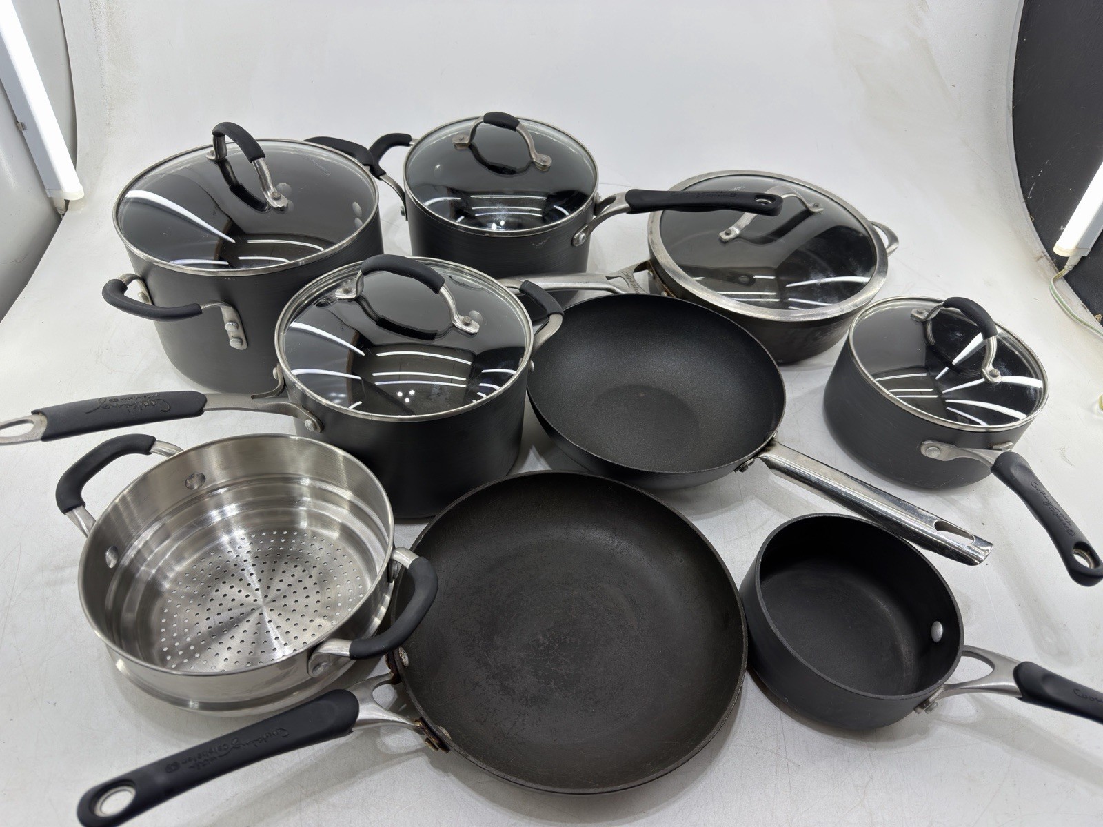 13 Piece Calphalon Pots Pan Set See Photos for Details