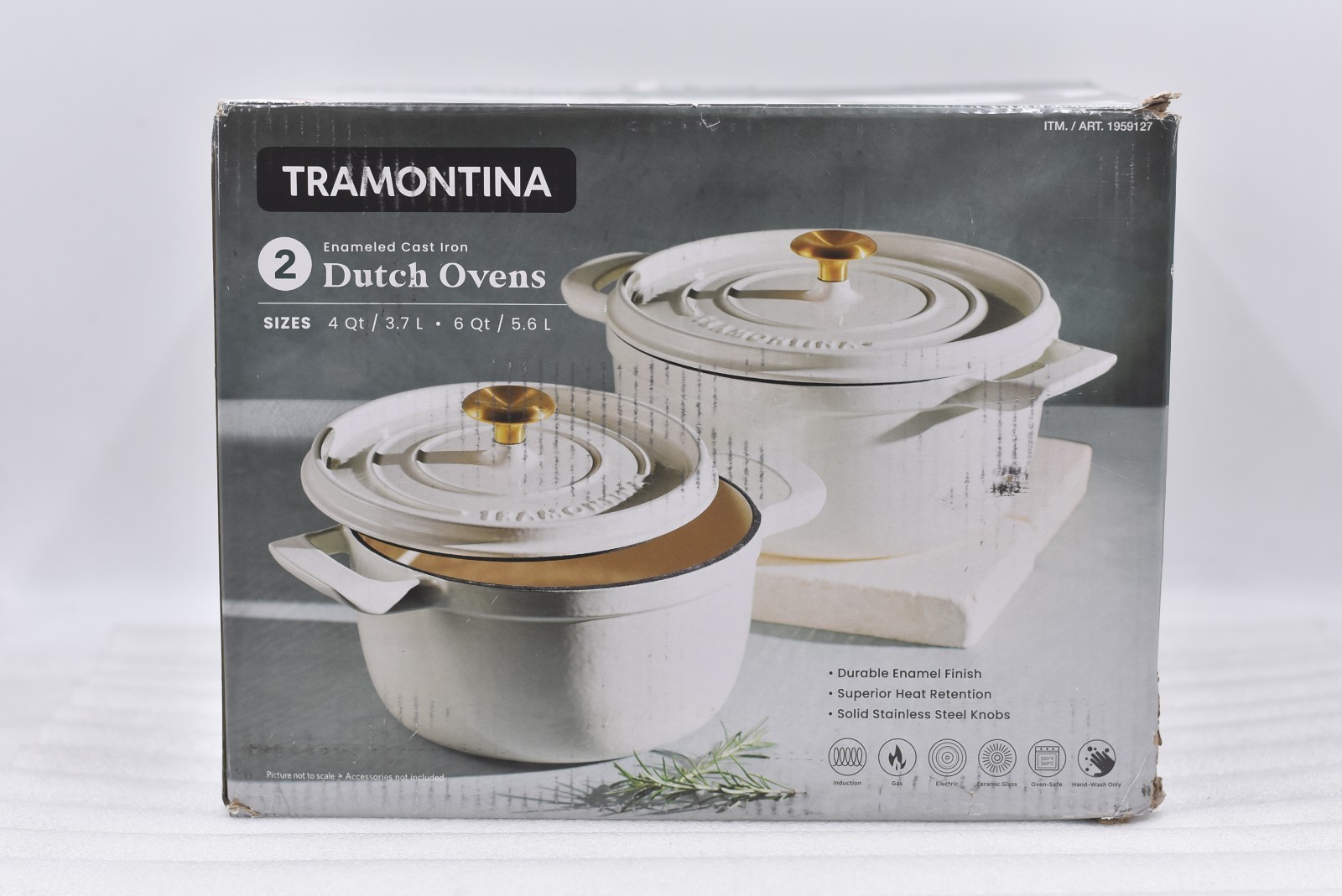 Tramontina White Enameled Cast Iron Round Dutch Ovens – 2pk (4Qt & 6Qt)