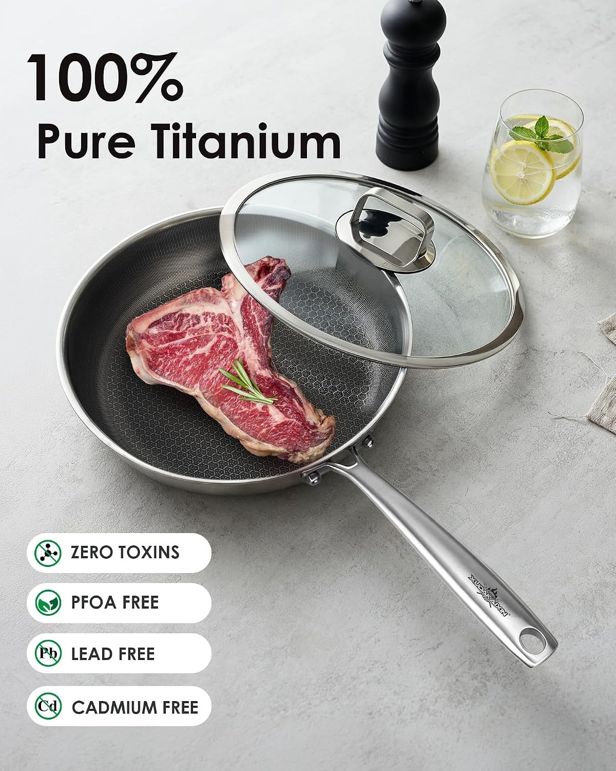 12″ Titanium Pans for Cooking,non-stick,Dishwasher safe | PFAS/PFOA/PTFE-Free,ea