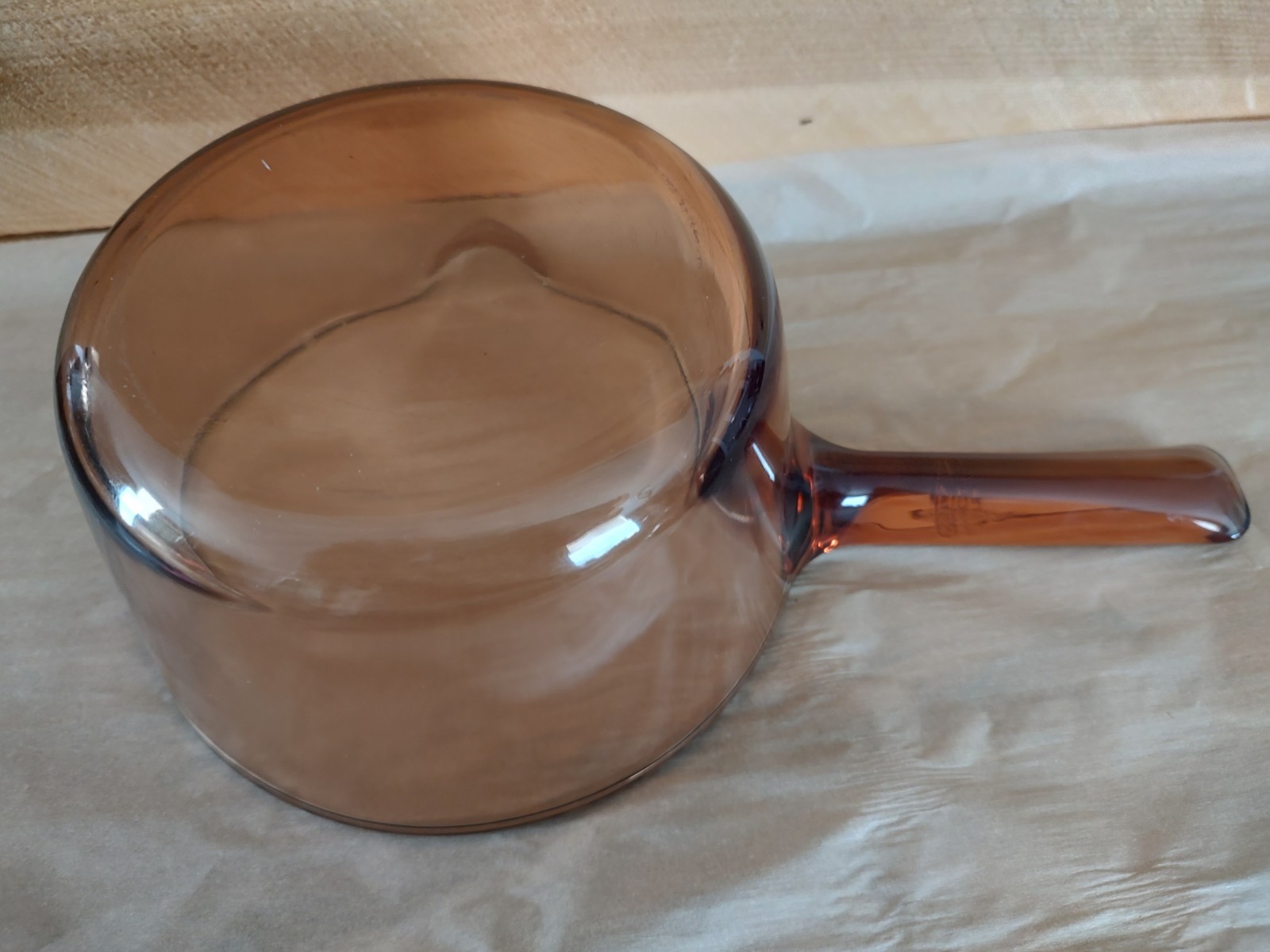 Visions Corning Amber Glass 1L Saucepan Pour Spout Vented Lid Vintage Pyrex Pot