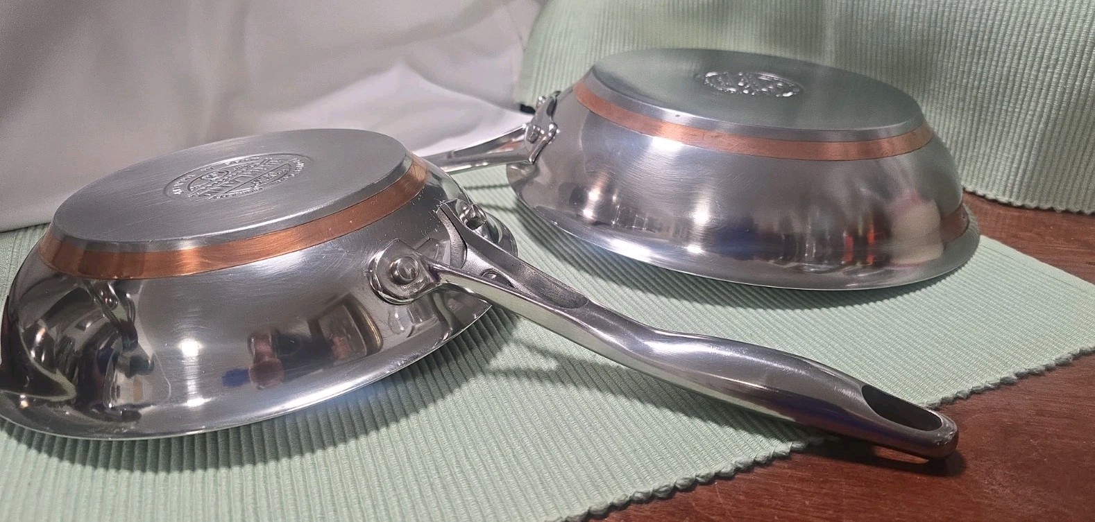 2 Kirkland Signature Cooper Core 10″ 8” Stainless Sauté Pan Skillet, Thailand.