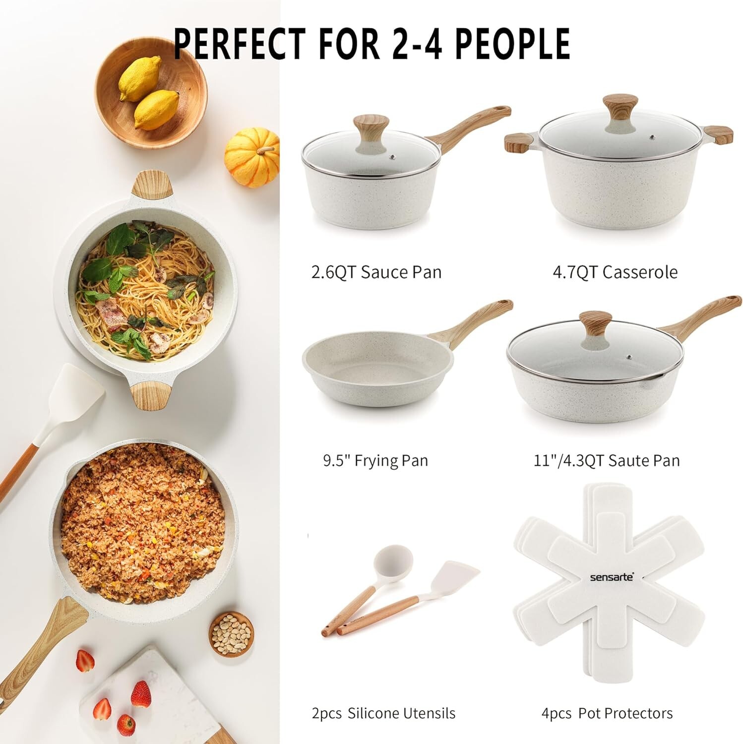 13-Piece Nonstick Ceramic Cookware Set Healthy Pots and Pans PFAS PFOA Free