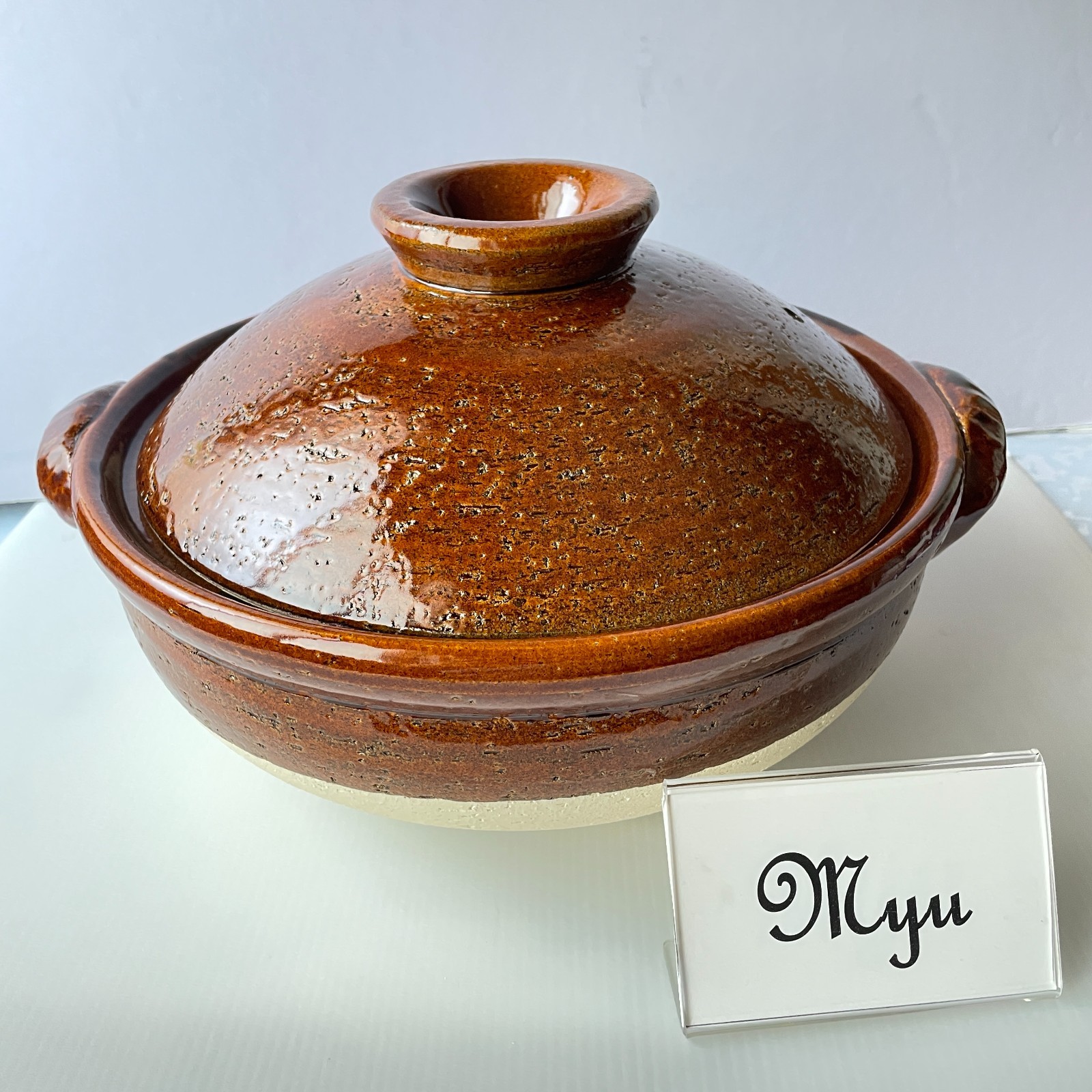 Japanese DONABE Earthen Clay Pot Old-IGA Ware AME Blown Glazed Pottery Casserole