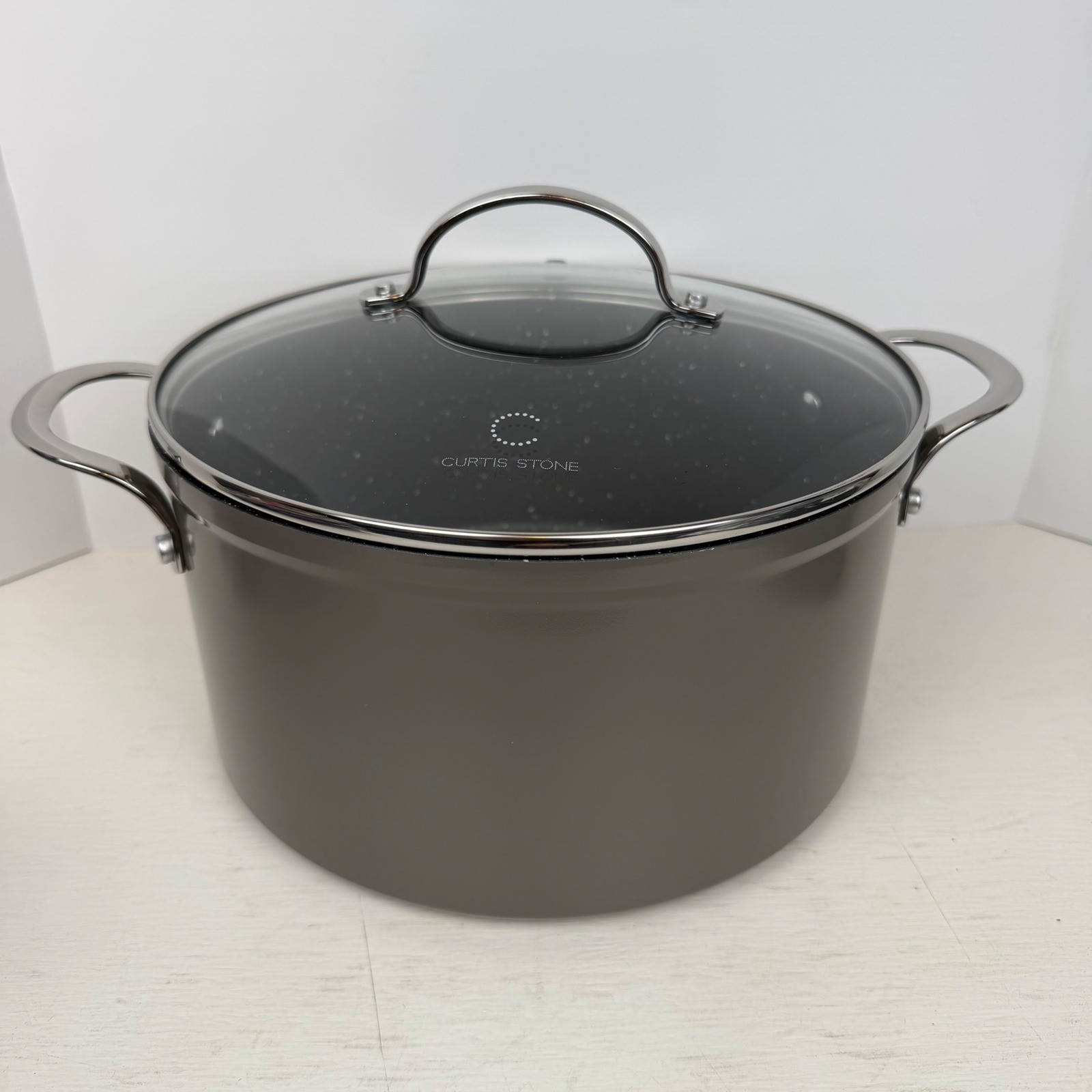 Curtis Stone 6QT Stockpot Dura-Pan Nonstick Induction Base Gray with Lid