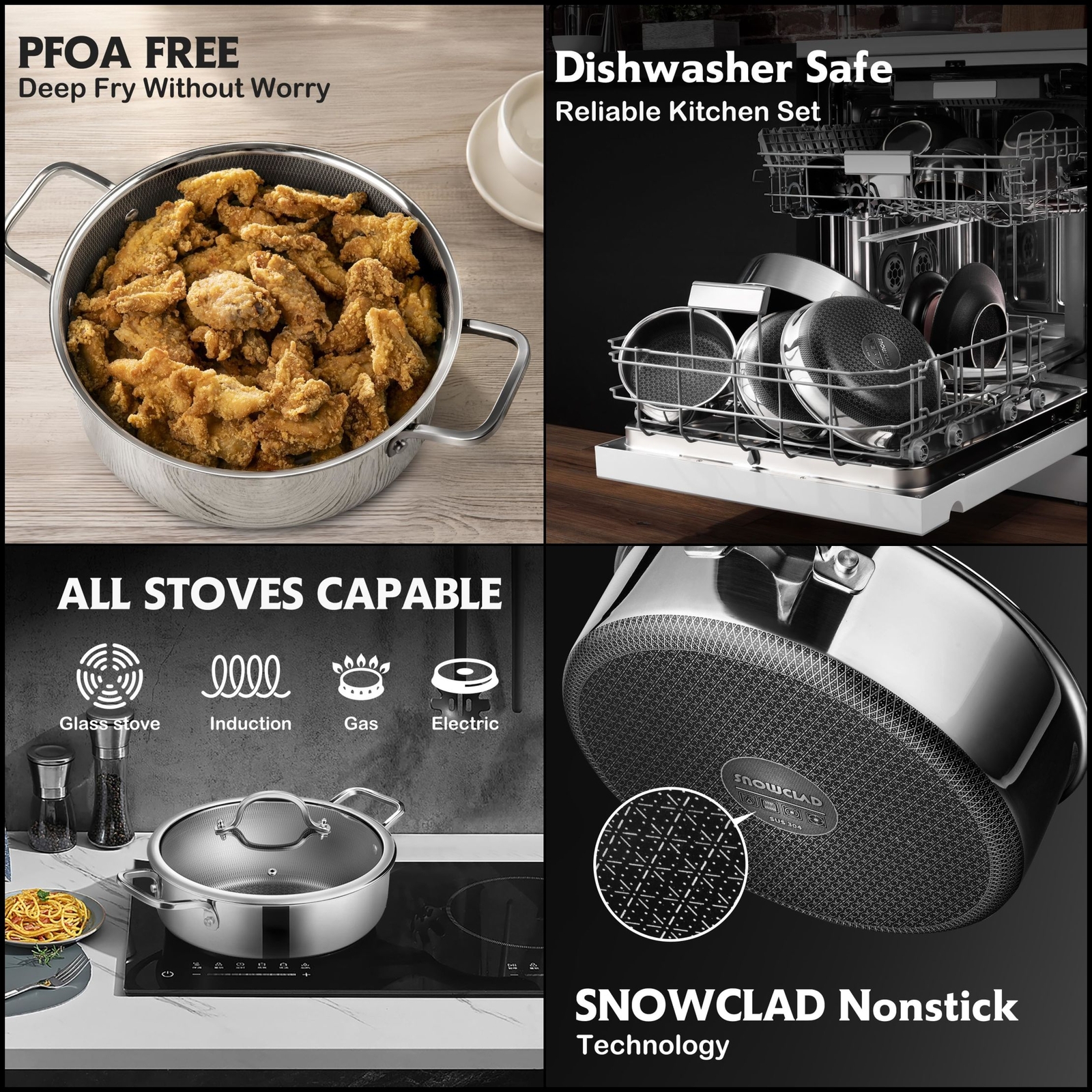 Hybrid Non Stick 5 Quart Everyday pan,Chicken Fryer, PFOA Free Cookware, 12 inch
