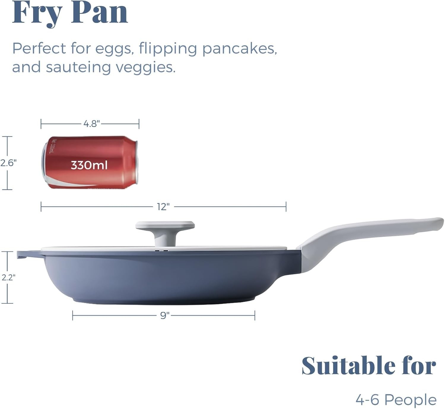 Nonstick Ceramic Frying Pan with Lid, 8/10/12 Inch, Metal Utensil Safe, PFOA …