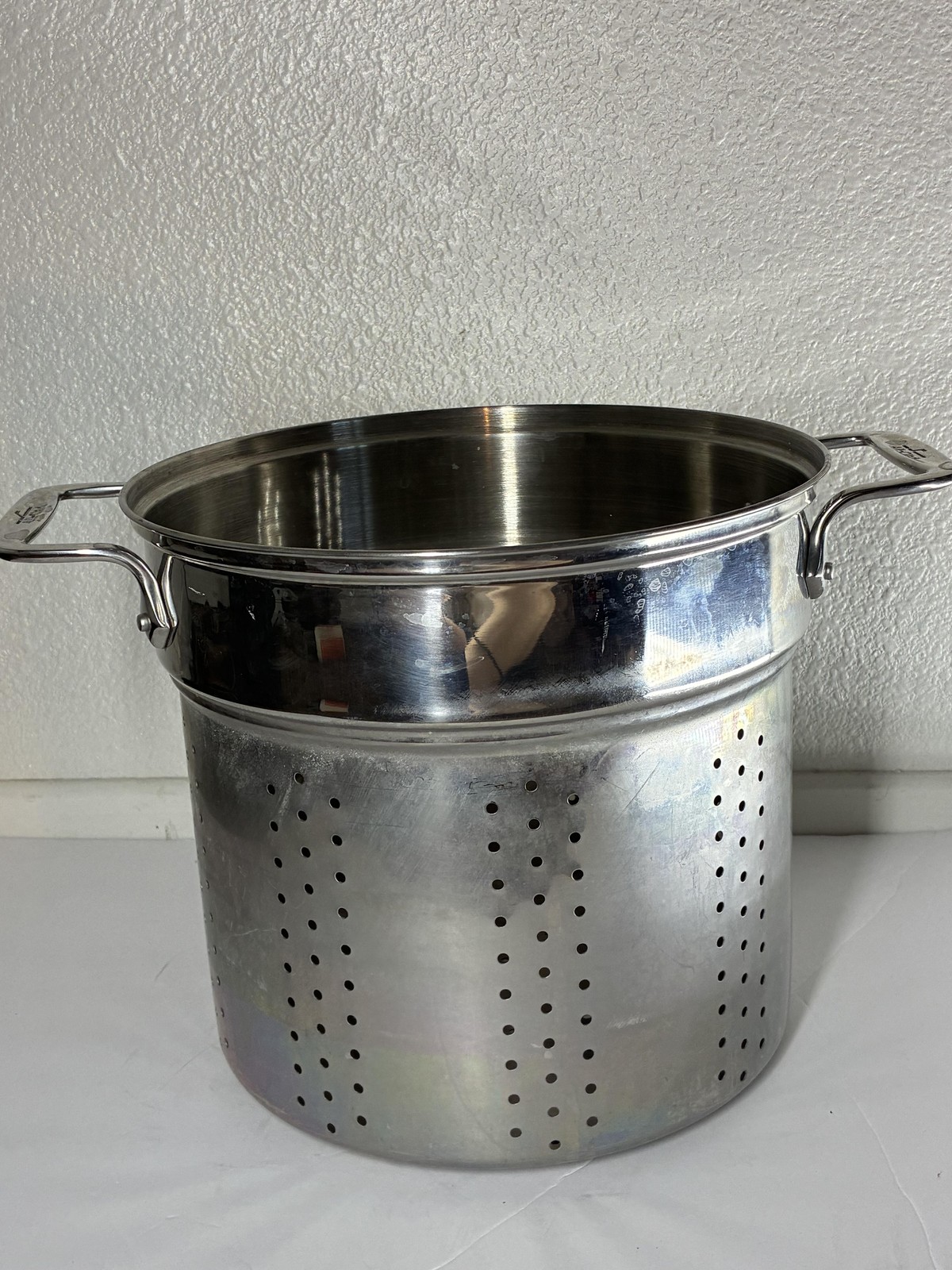 All-Clad Stainless Steel Steamer Insert 12in Pasta Stock Pot Silver Kitchen