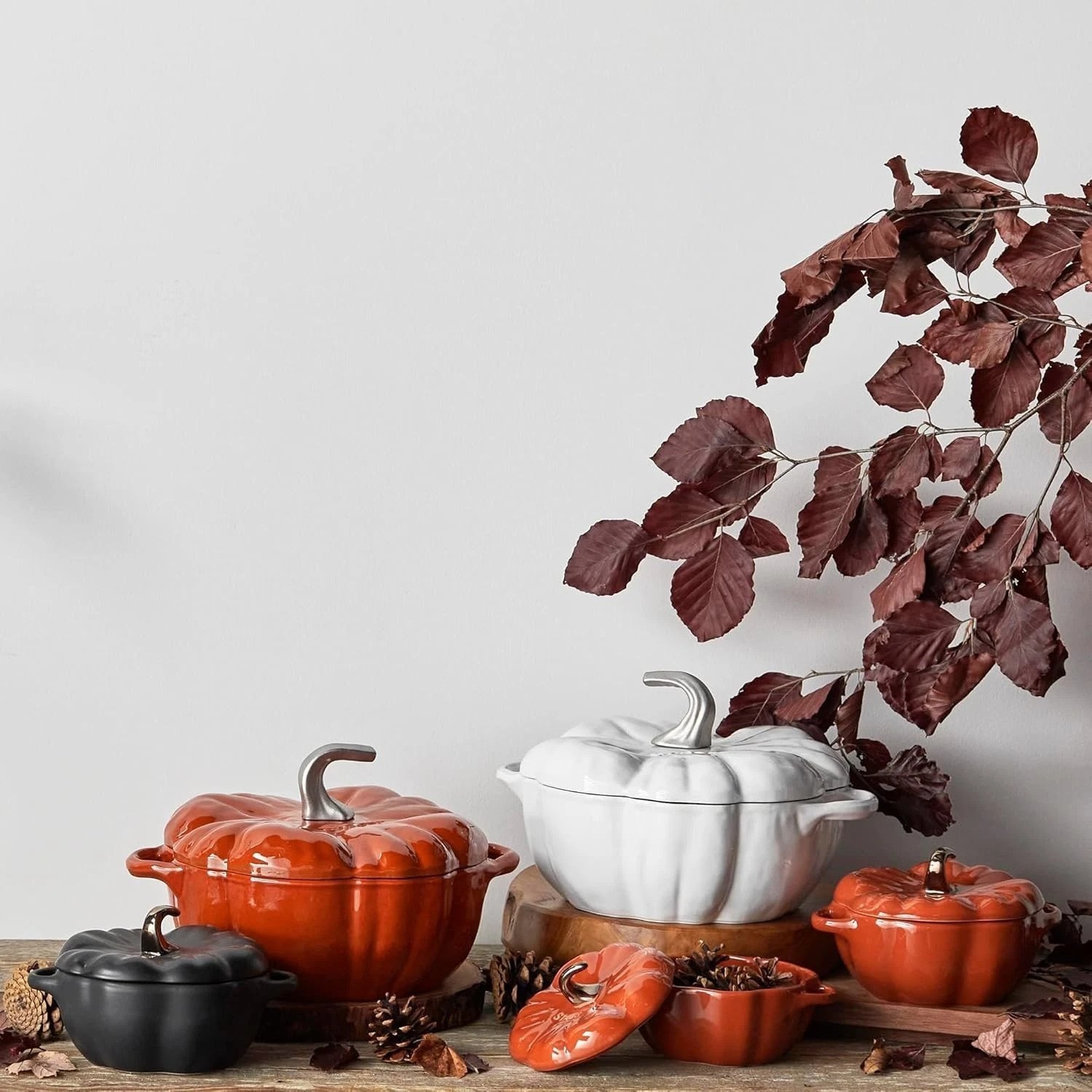 Ceramic 16-oz Petite Pumpkin Cocotte – Burnt Orange