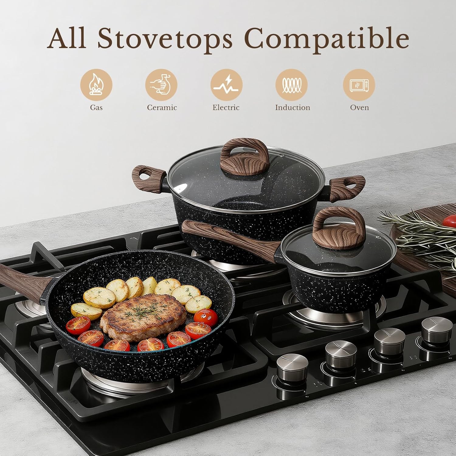 EWFEN 25 Pcs Pots and Pans Set, Nonstick Ceramic Cookware Sets, Healthy Non-Toxi