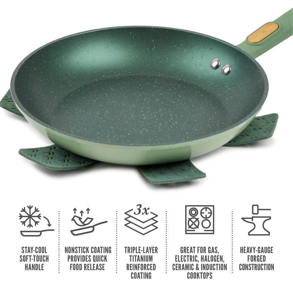 Non-Stick Granite Frying Pan 10 Inch Skillet Green Eco-Friendly Healthy Cooking