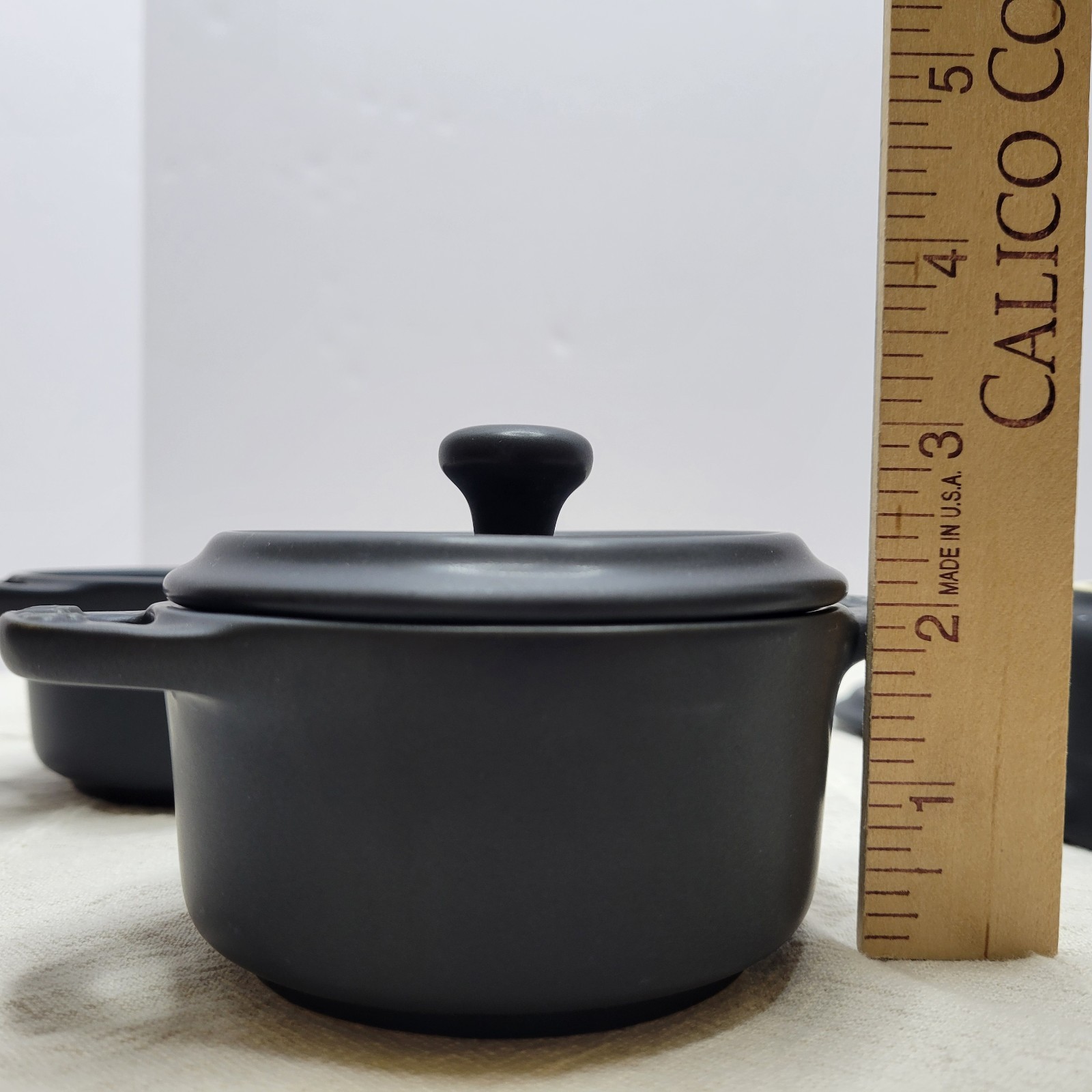 Staub Mini Round Cocotte Set of 3 Ceramic Round Black Matte Casserole 0.25 qt