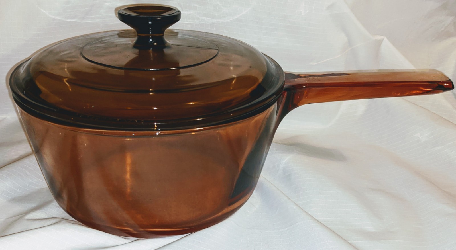 Visions Amber Glass 2.5L Saucepan Pot V-2.5-B Made in France Vintage