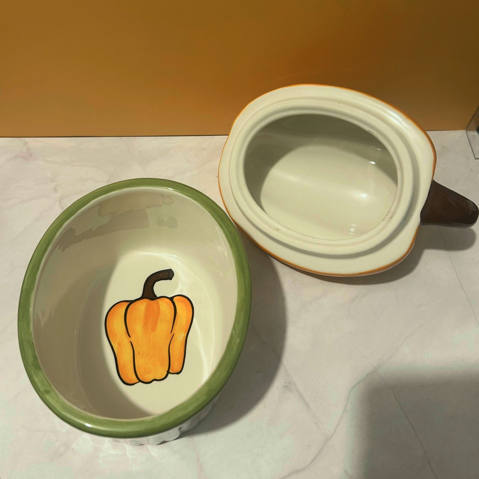🫑 Certified International 16 oz Orange Bell Pepper Casserole Dish Judy Phipps