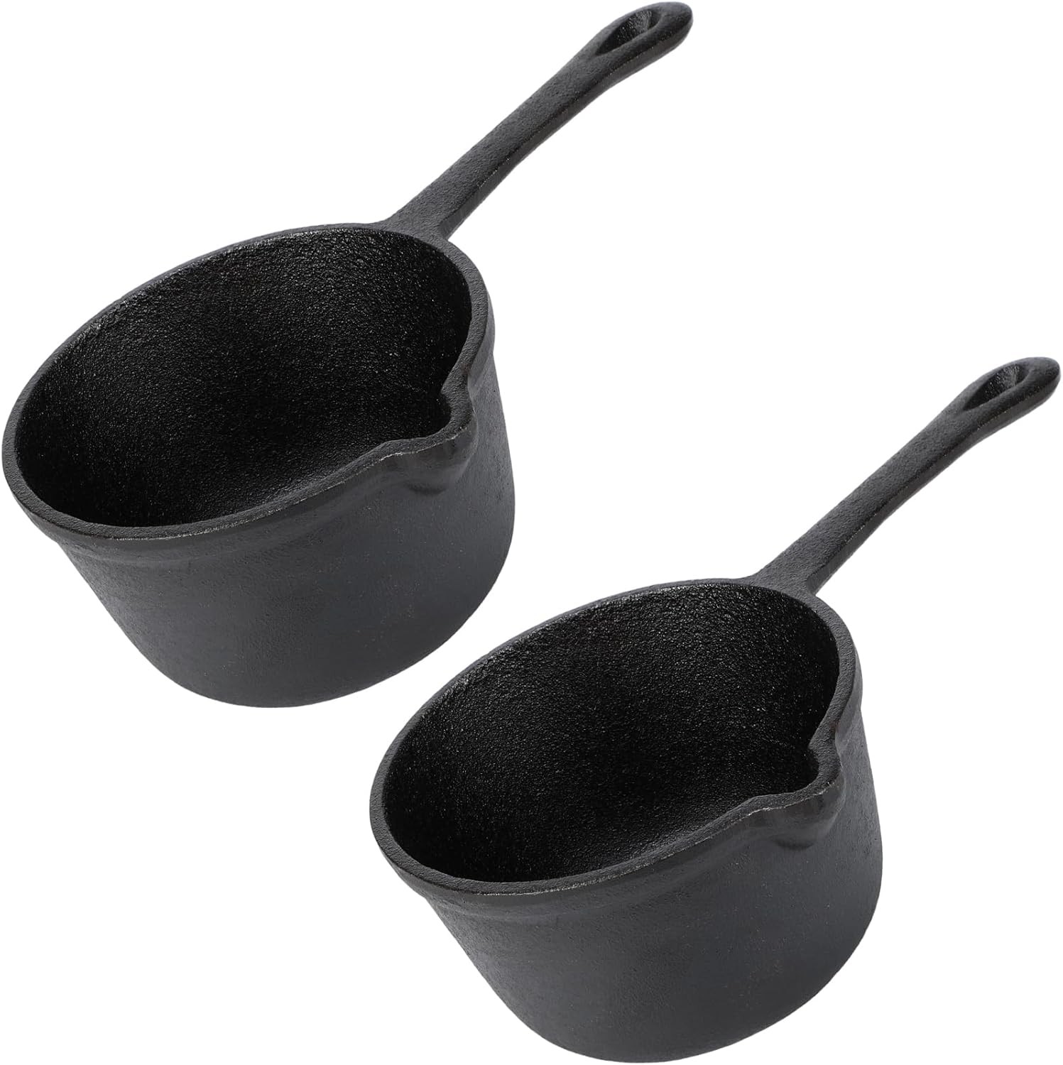 2 Pcs Cast Iron Sauce Pan 1.2 Quart Basting Pot with Handle Small Pre-seasoned