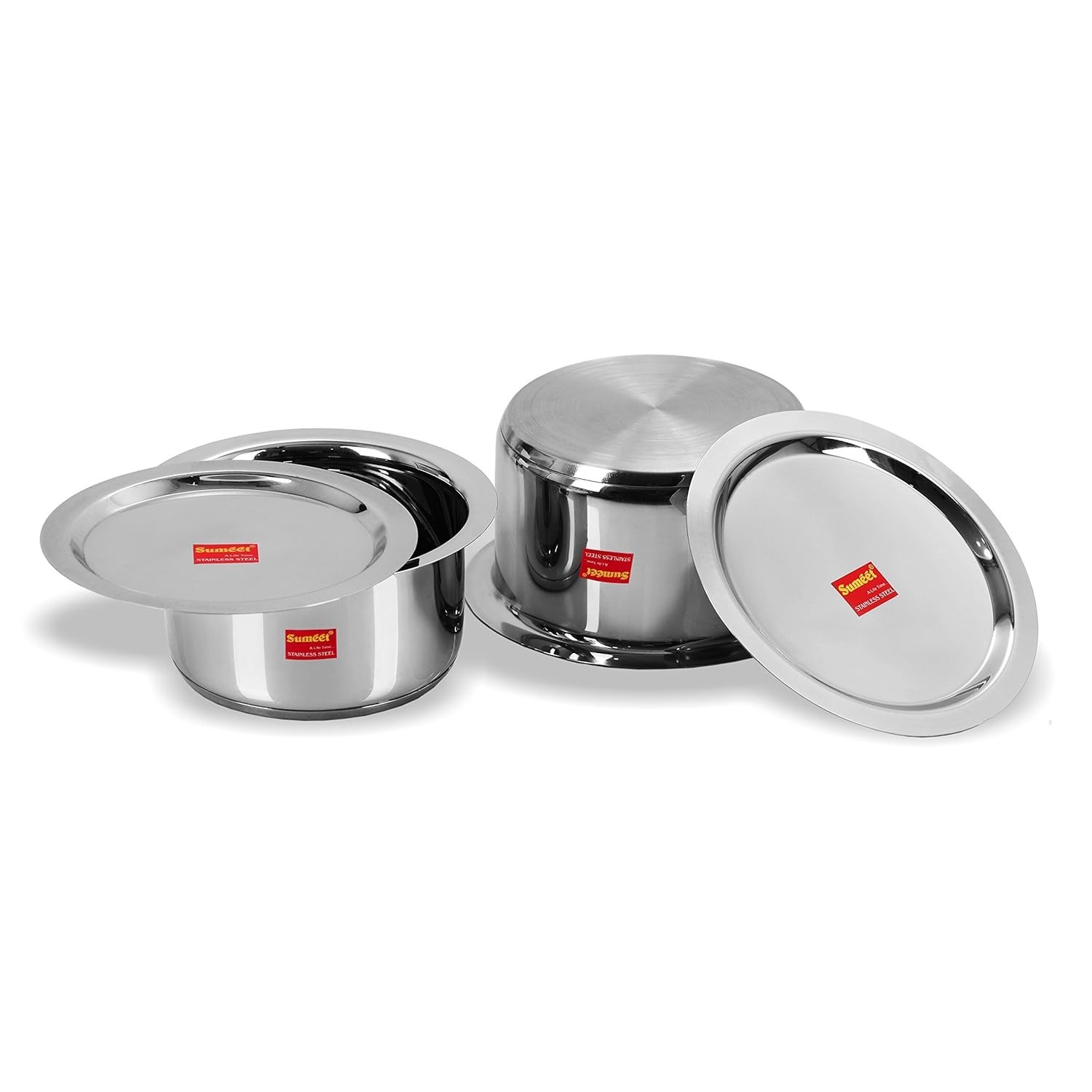 Sumeet Stainless Steel Cookware Set with Lid Dish with Lid Utensils Set Of 2