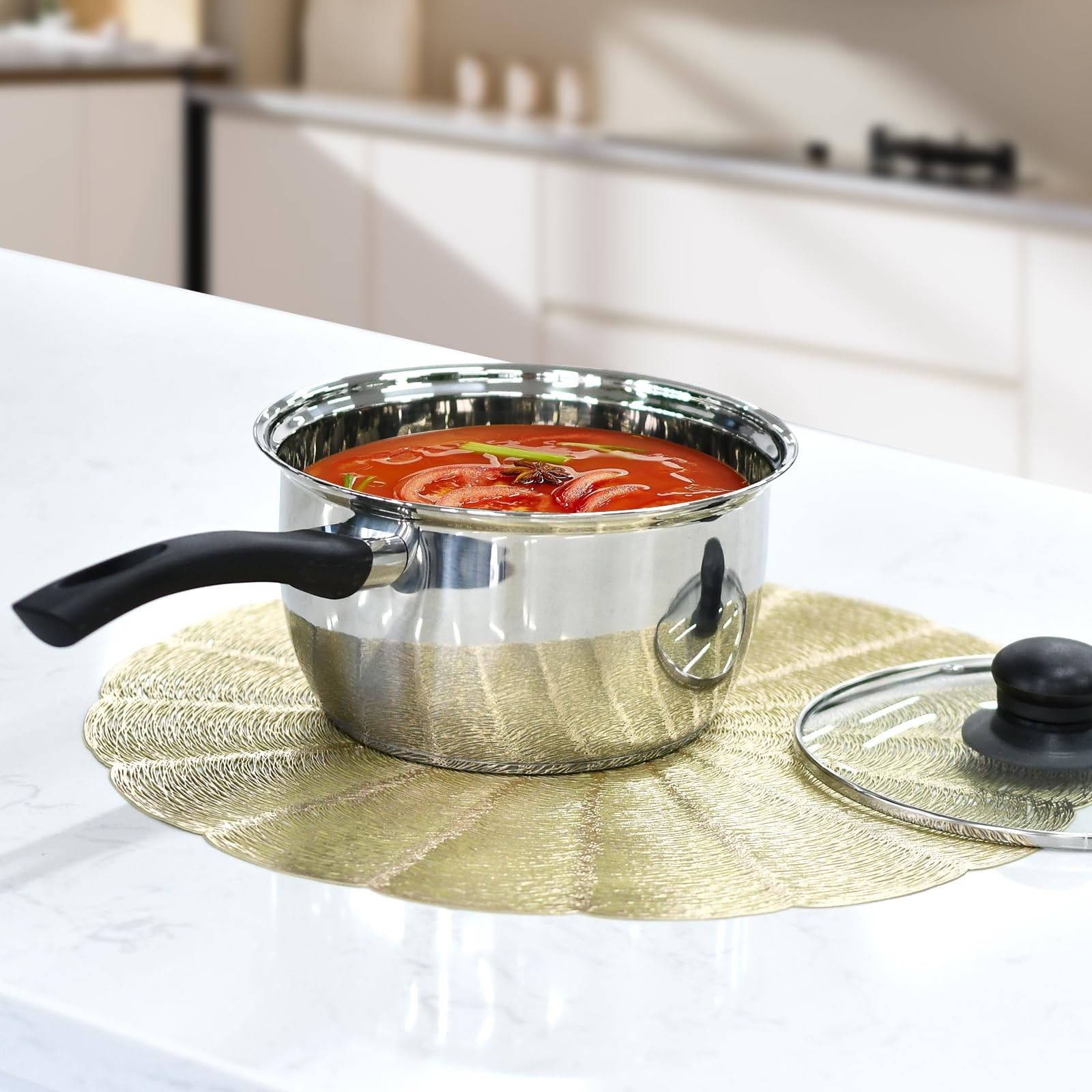 Stainless Steel Pot Set with Lid 6pcsSauce Pans 1QT & 2QT & 3QT SetTriply Bot…