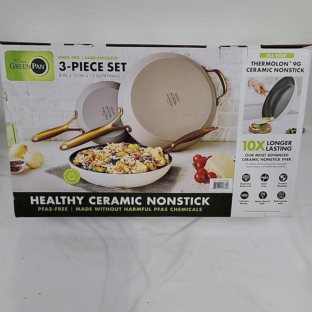 Greenpan Jewel Pro 3 Piece Set, 8″, 10″ & 12″ Frypans