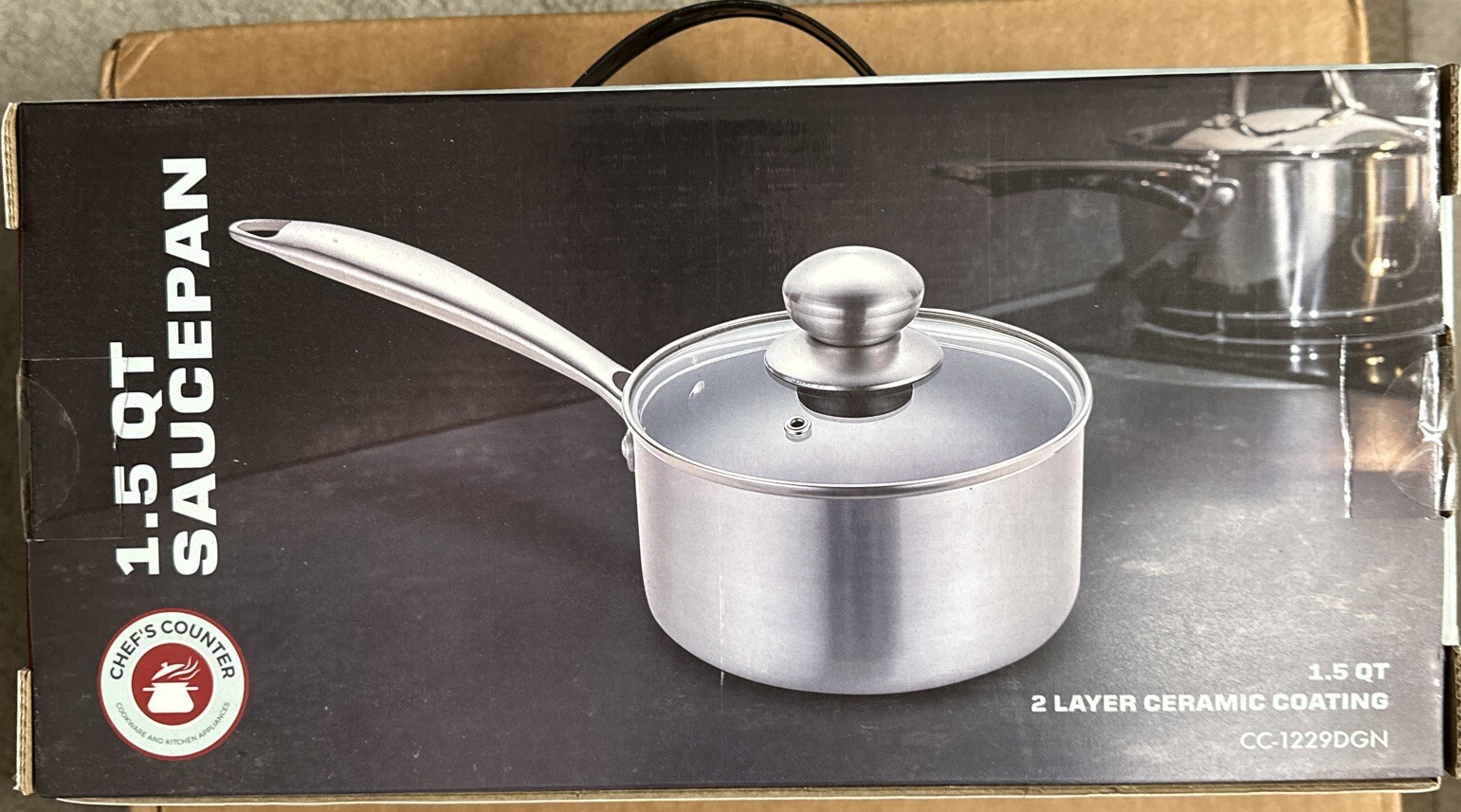 Chef’s Counter: 1.5 Quart Non-Stick Aluminum Saucepan with Glass Lid Aluminum