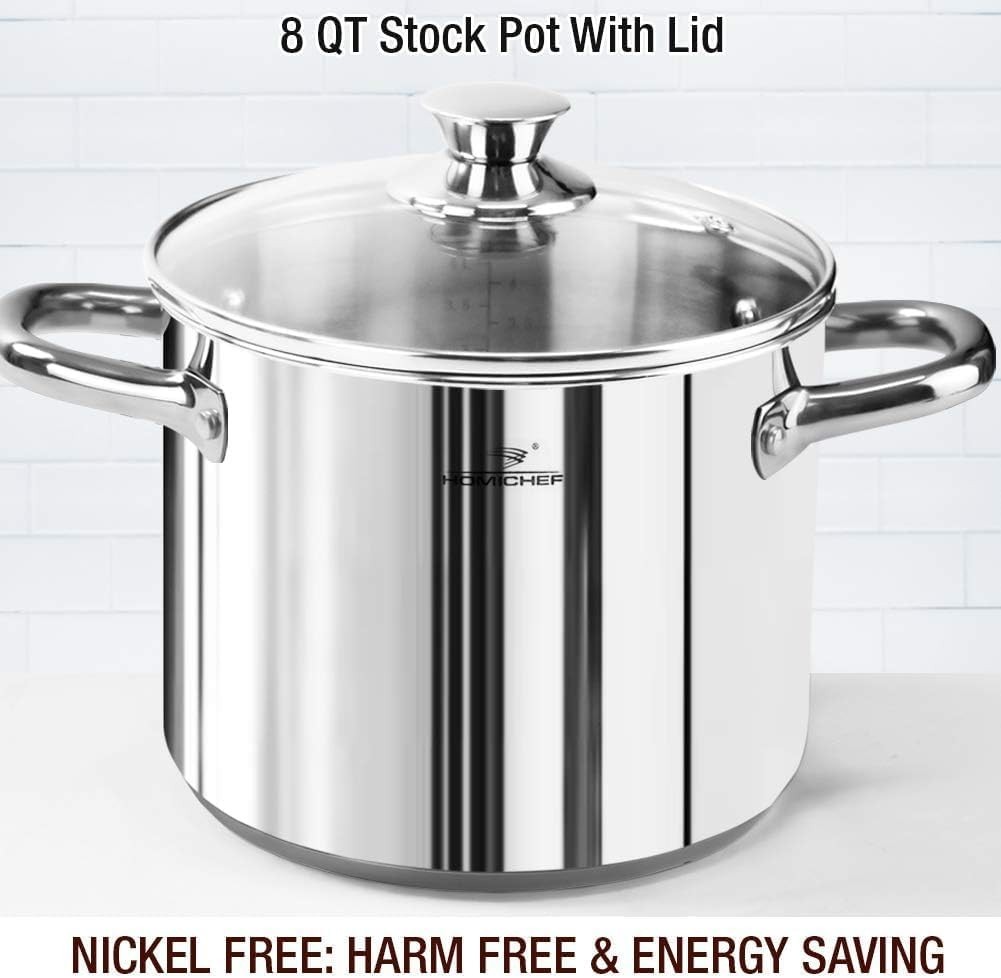 HOMICHEF 14-Piece Nickel Free Stainless Steel Cookware Set