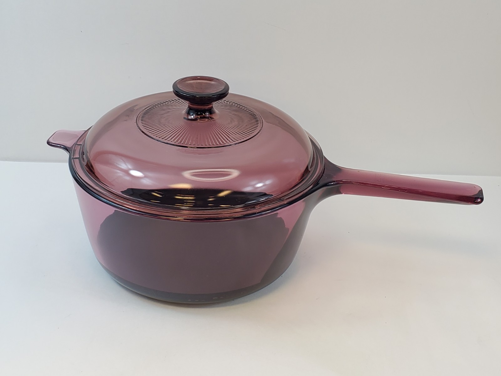 Pyrex Corning Vision 2.5L Teflon Sauce Pan Pot Cranberry Purple With Lid Vintage