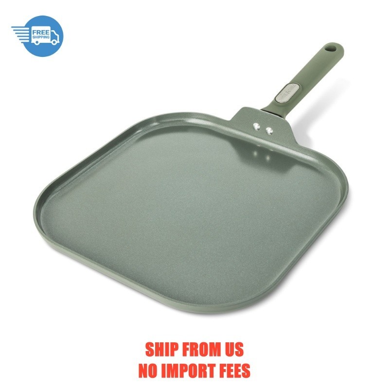 Thyme & Table 11″ Ceramic Non-Stick Griddle Pan Granite Collection – Moss