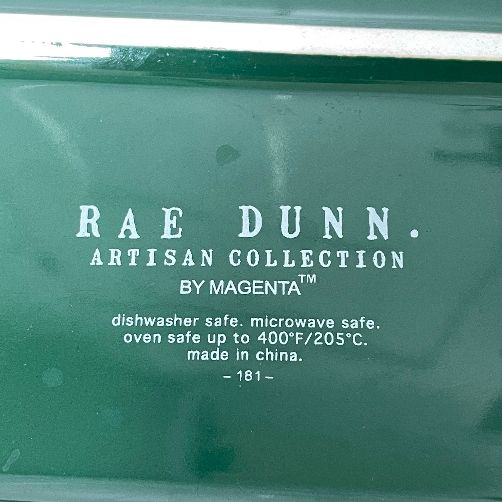 Rae Dunn Christmas Magic Lasagna Dish Ceramic Baking Green Magenta FLAW CHIPPED